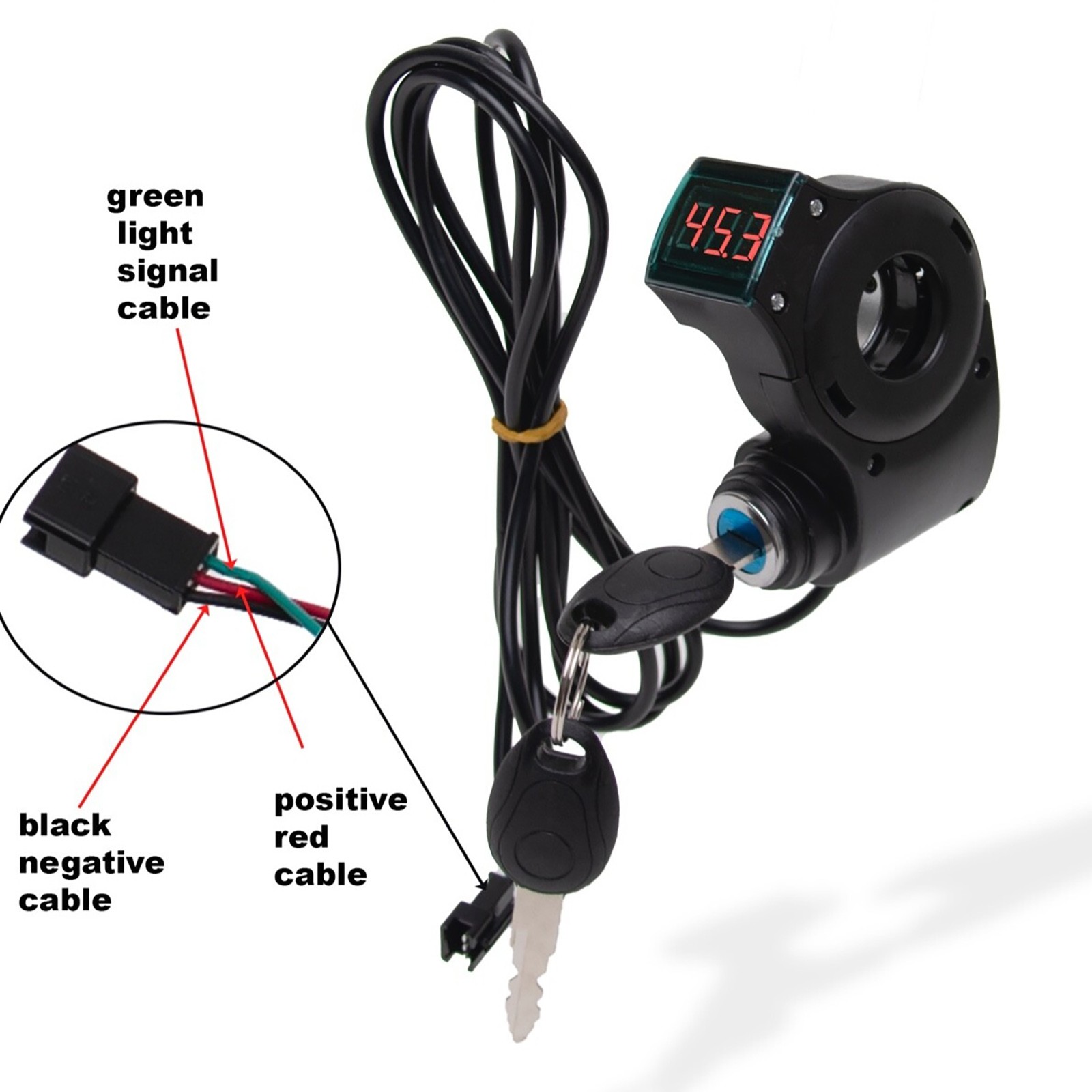 Durable E-Bike Throttle Control Switch Voltage Display Key Lock for Electric