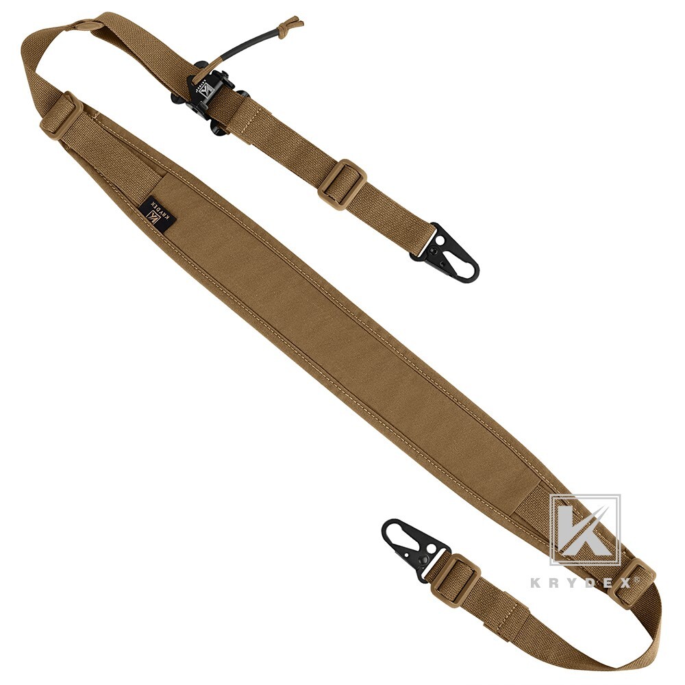 KRYDEX Tactical Sling 2/1Point Shoulder Strap Padded Shooting Sling Coyote Brown