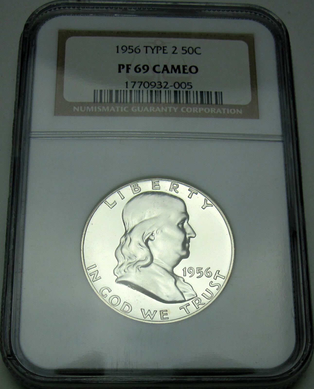 1956 P Franklin Silver PF69 CAMEO Half Dollar Ty 2 NGC Proof PR 69 CAMEO OH