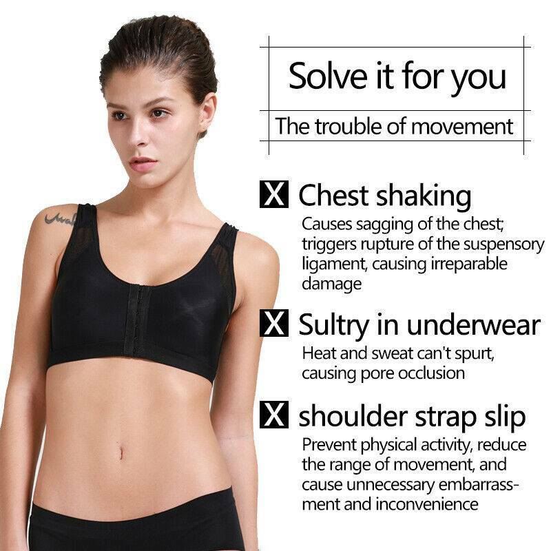 Wirefree Bra Shaper Back Support Corrector Front Closure Yoga Top Adjustable