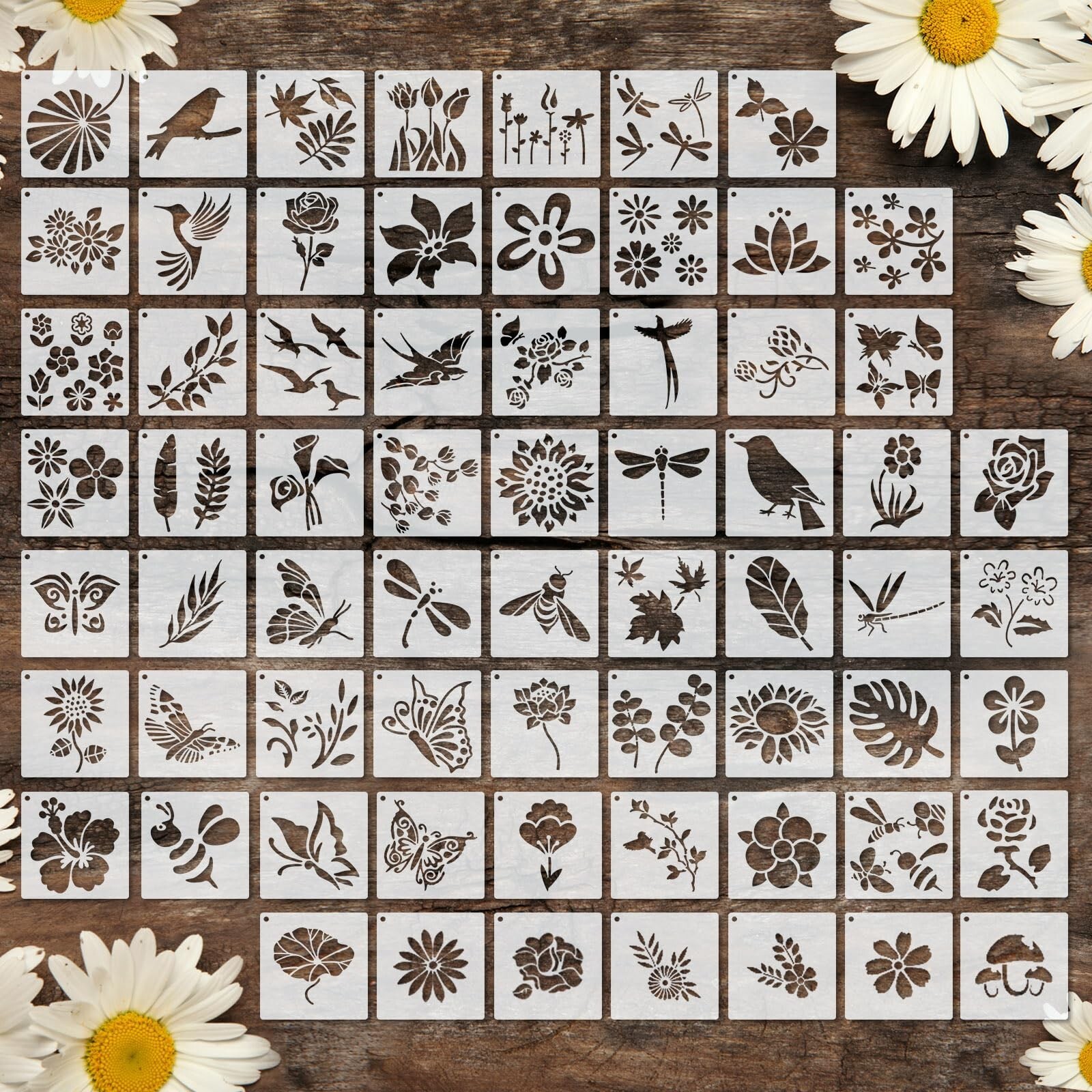 66 Pcs Small Stencils for Crafts Reusable 3 Inch Stencils for Painting on Woo...