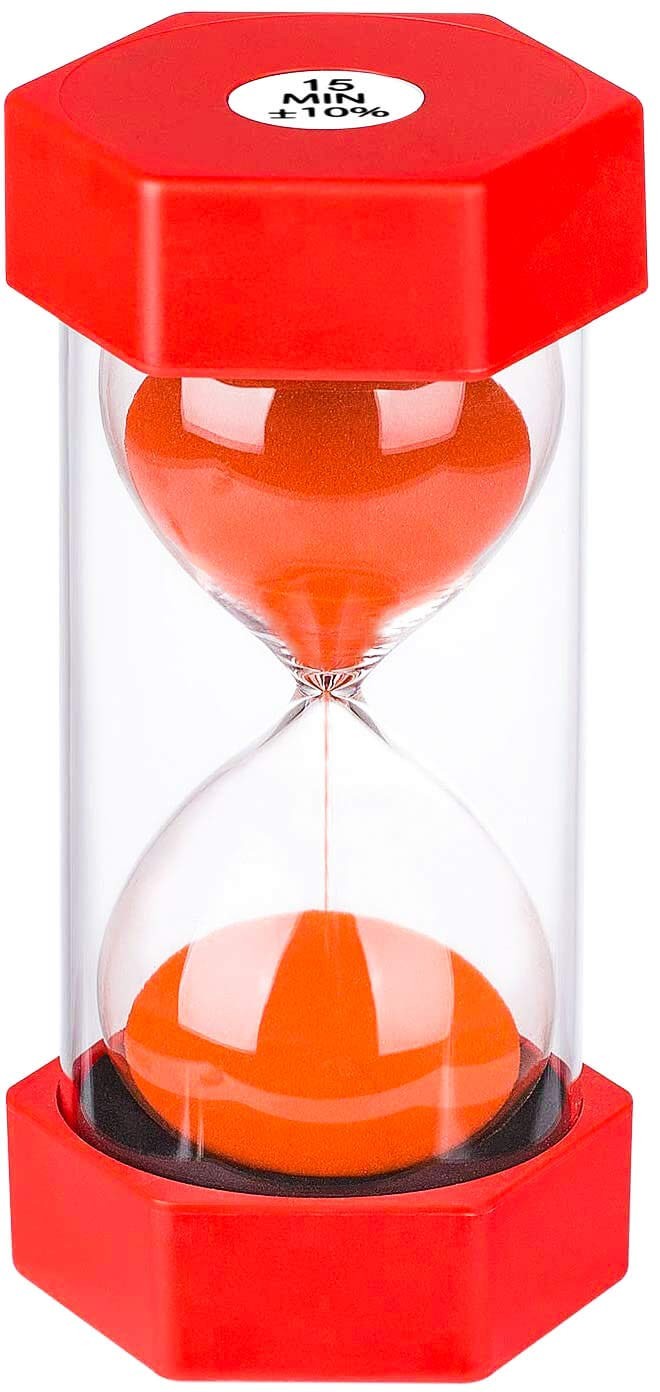 Sand Timer 15 Minute Hourglass Timer: Plastic Sand Clock 15 Minutes
