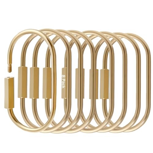 Locking Carabiner Key Rings for Keys,Gold Carabiner Keychain Clip,Screw Lock 8