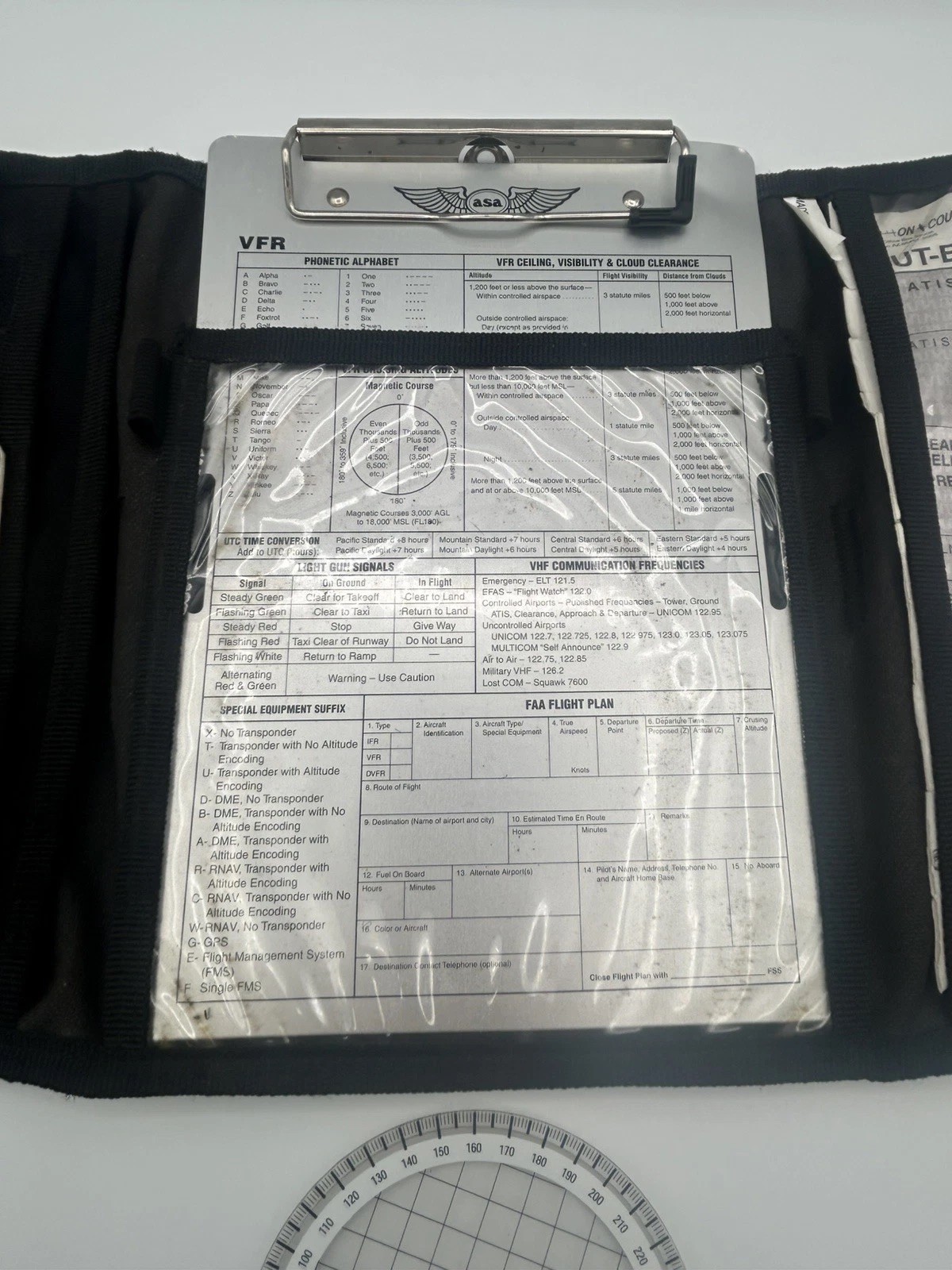ASA Air Classics E6-B Flight Computer & Clipboard Gleim Clear Ruler Cases. F1