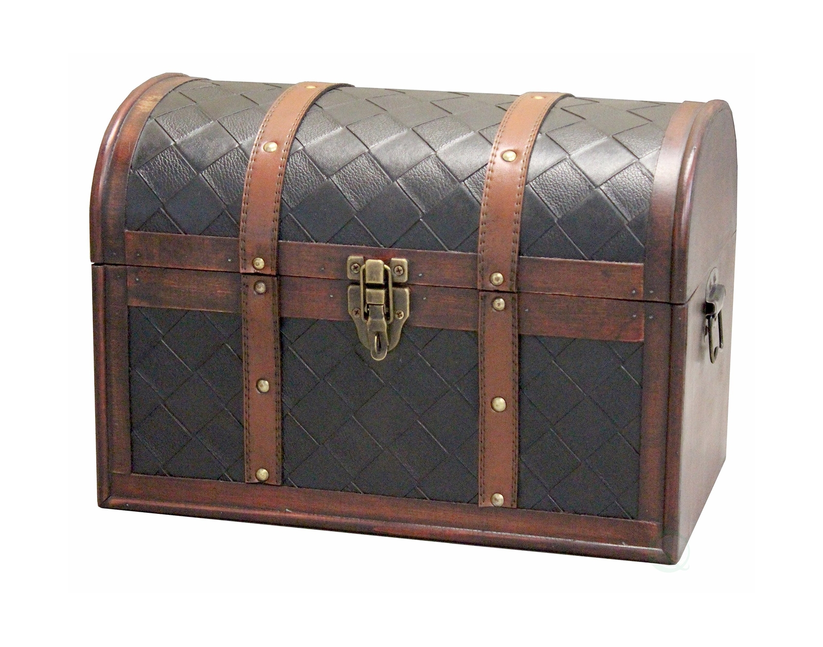 Vintiquewise(TM Wooden Leather Treasure Chest
