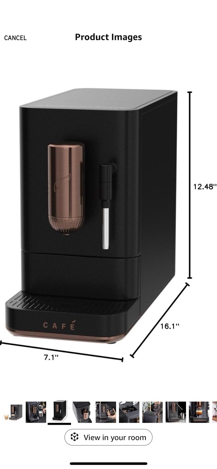 CAFÉ AFFETTO Espresso Machine Black Copper Digital Panel Steam Wand Drip Tray
