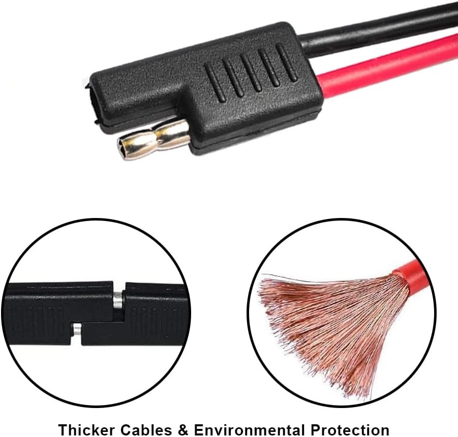 5Pcs 12" 12Gauge 12V 2 Pin Quick Disconnect Wire Harness SAE Connector Cable