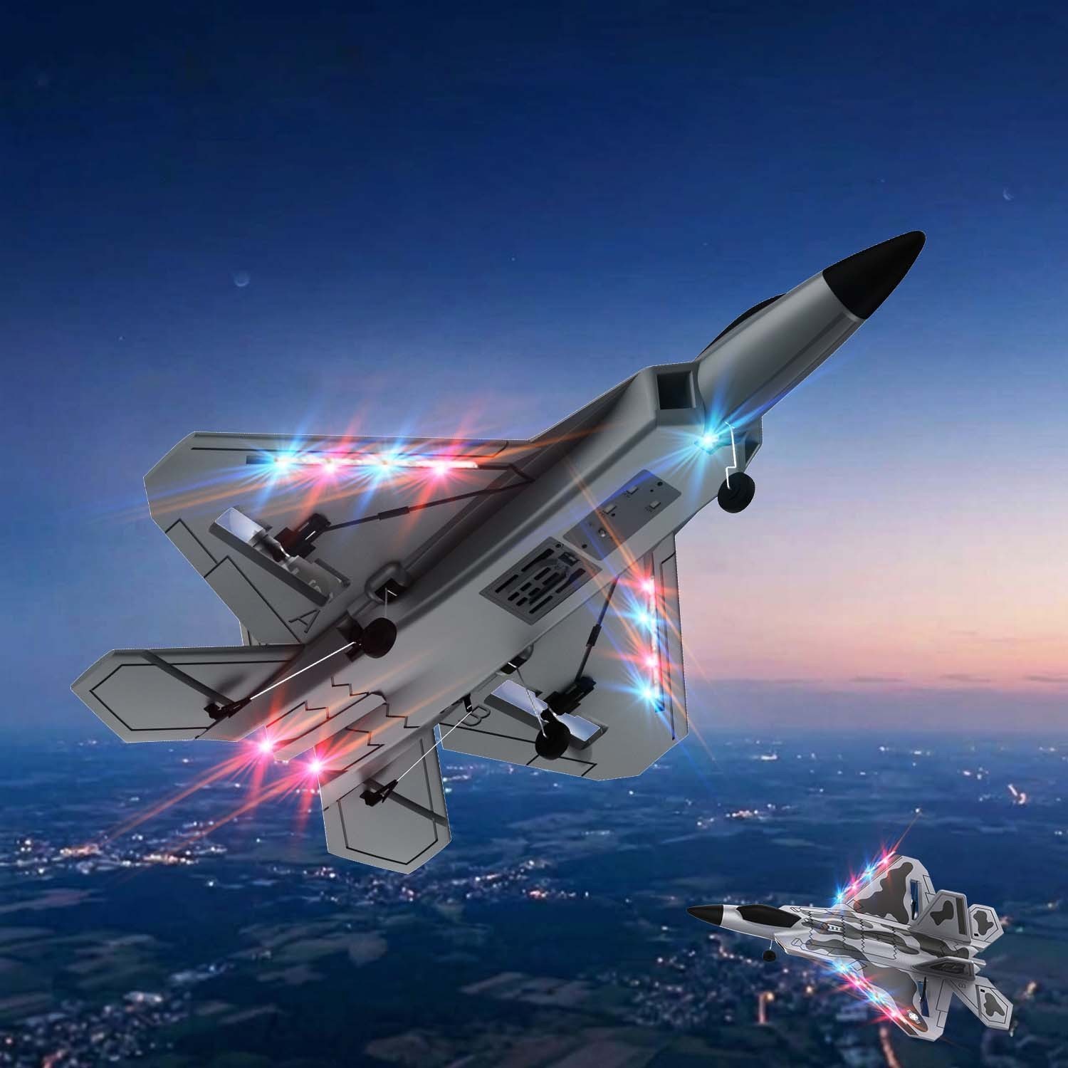 4-CH RTF F22 Raptor RC Plane,19.69*14.17 Inch,One-Key Aerobatic,Suit to Outdoors