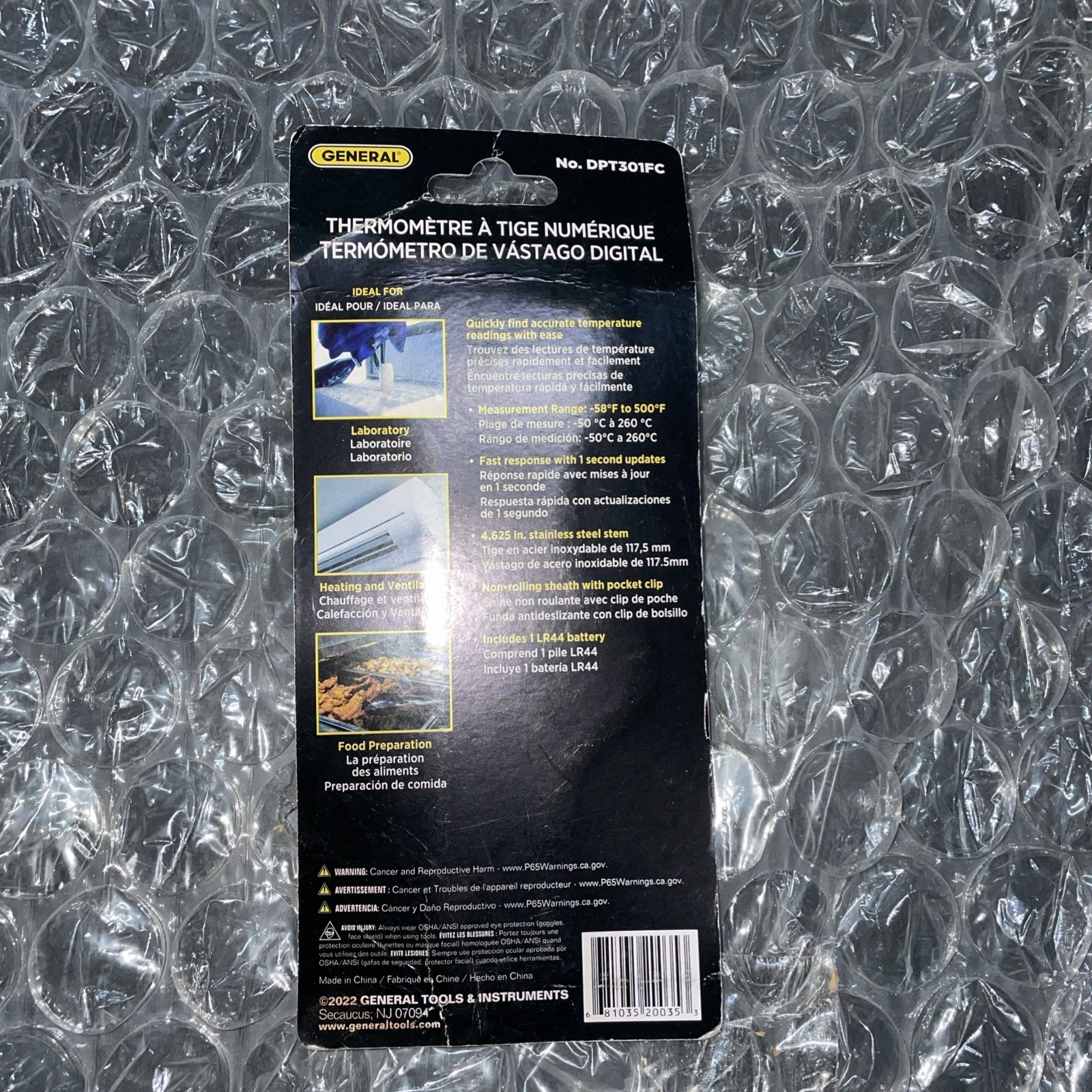 GENERAL TOOLS DPT301FC Digital Stem Thermometer