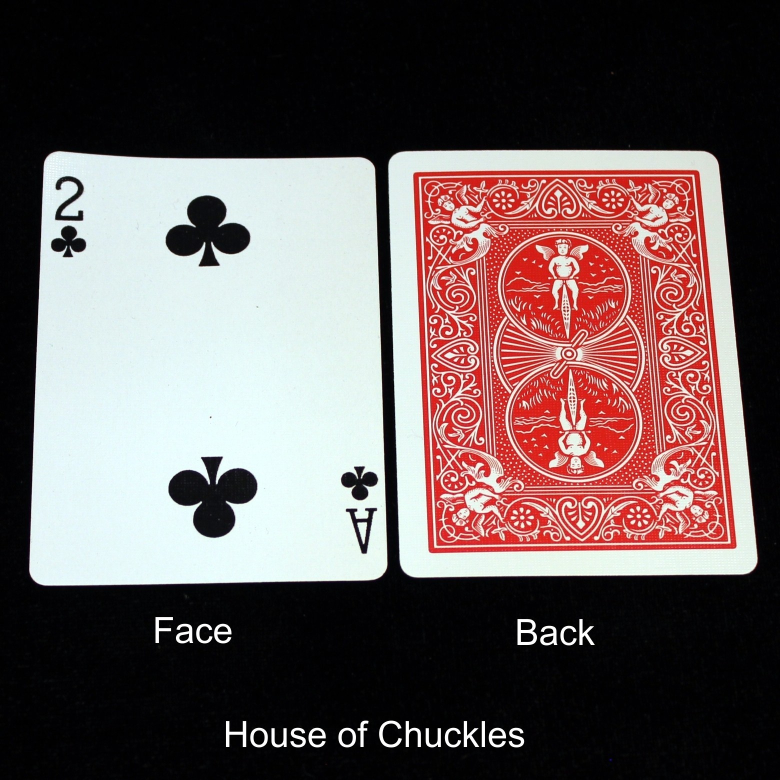 2 of Clubs / Ace of Clubs - Mis-Indexed, Bicycle Printed Gaff Card, Red