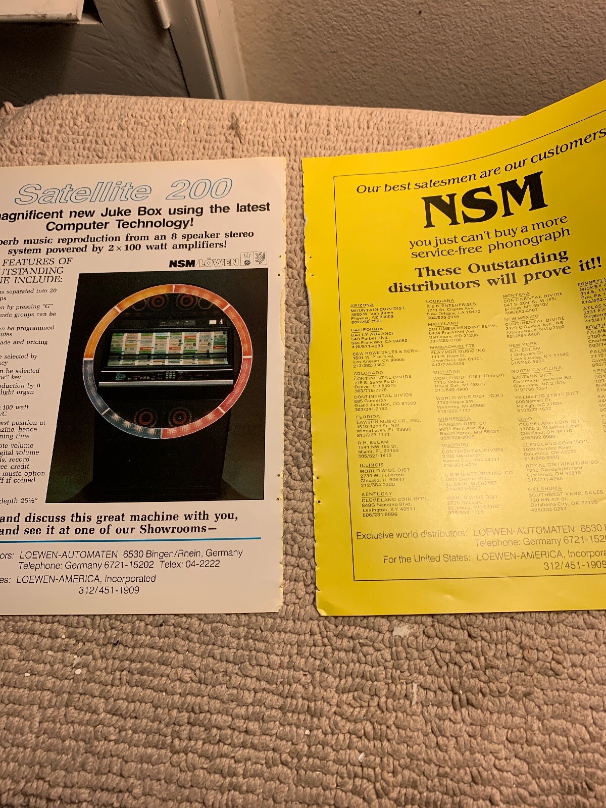 11-8 1/4” Nsm Satellite 200. 2 Page jukebox FLYER