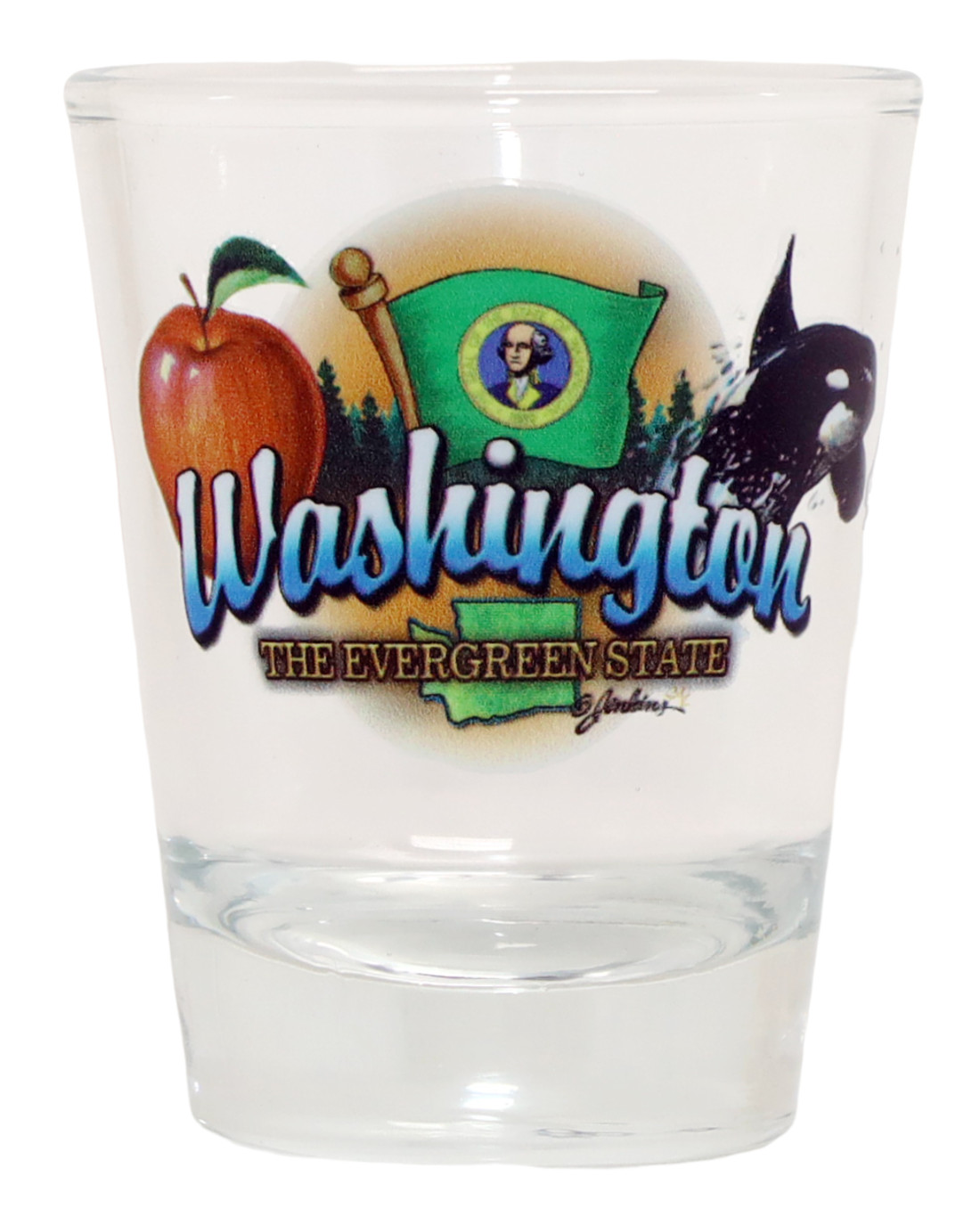 WASHINGTON EVERGREEN STATE ELEMENTS SHOT GLASS SHOTGLASS