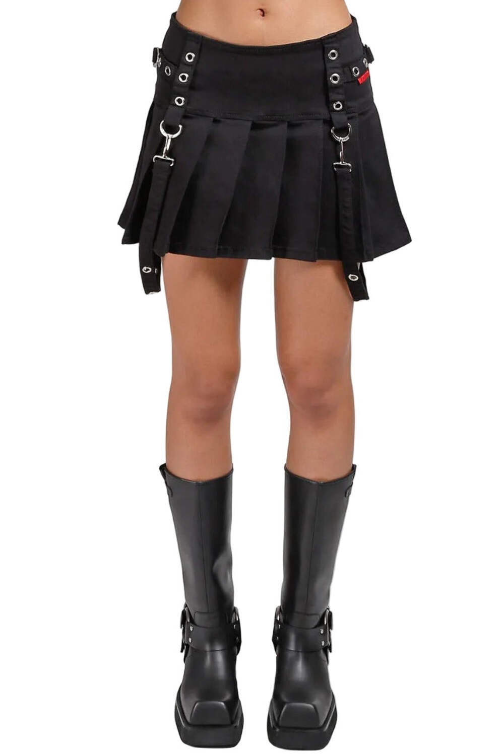 Tripp NYC Pleated Grommet Skirt [Black]