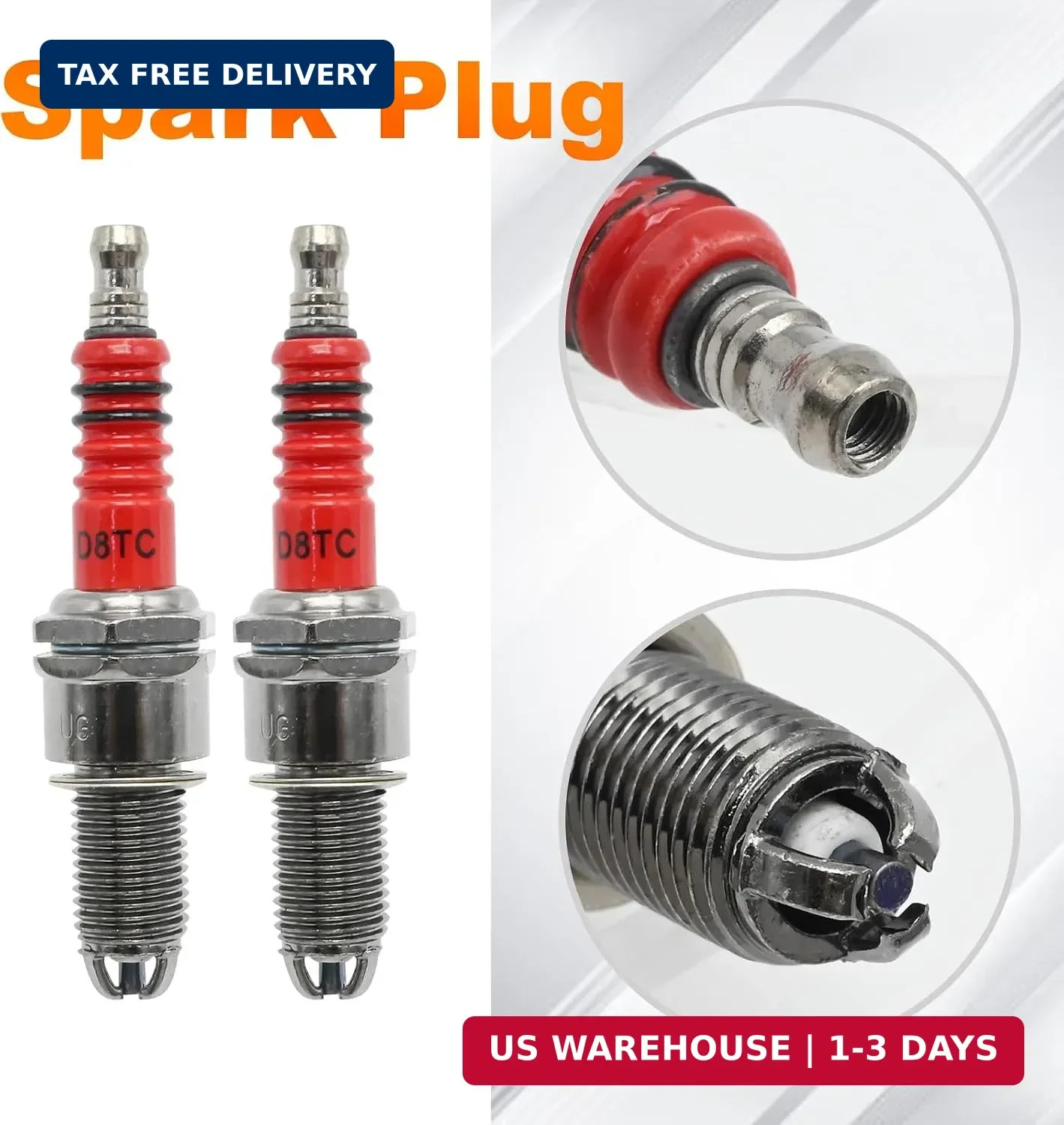 4 Pack D8TC 3 Electrode Spark Plug Replacement for CG 125cc 150cc 200cc 250cc CF