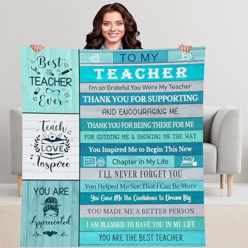 Best Teacher Gifts: Throw Blanket - 60''x50'' for Women & Men - Teacher