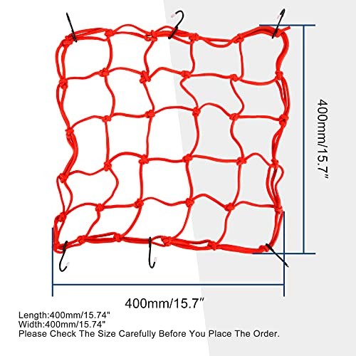 15" x 15" Elasticated Bungee Luggage Cargo Net with Hooks Hold Down for