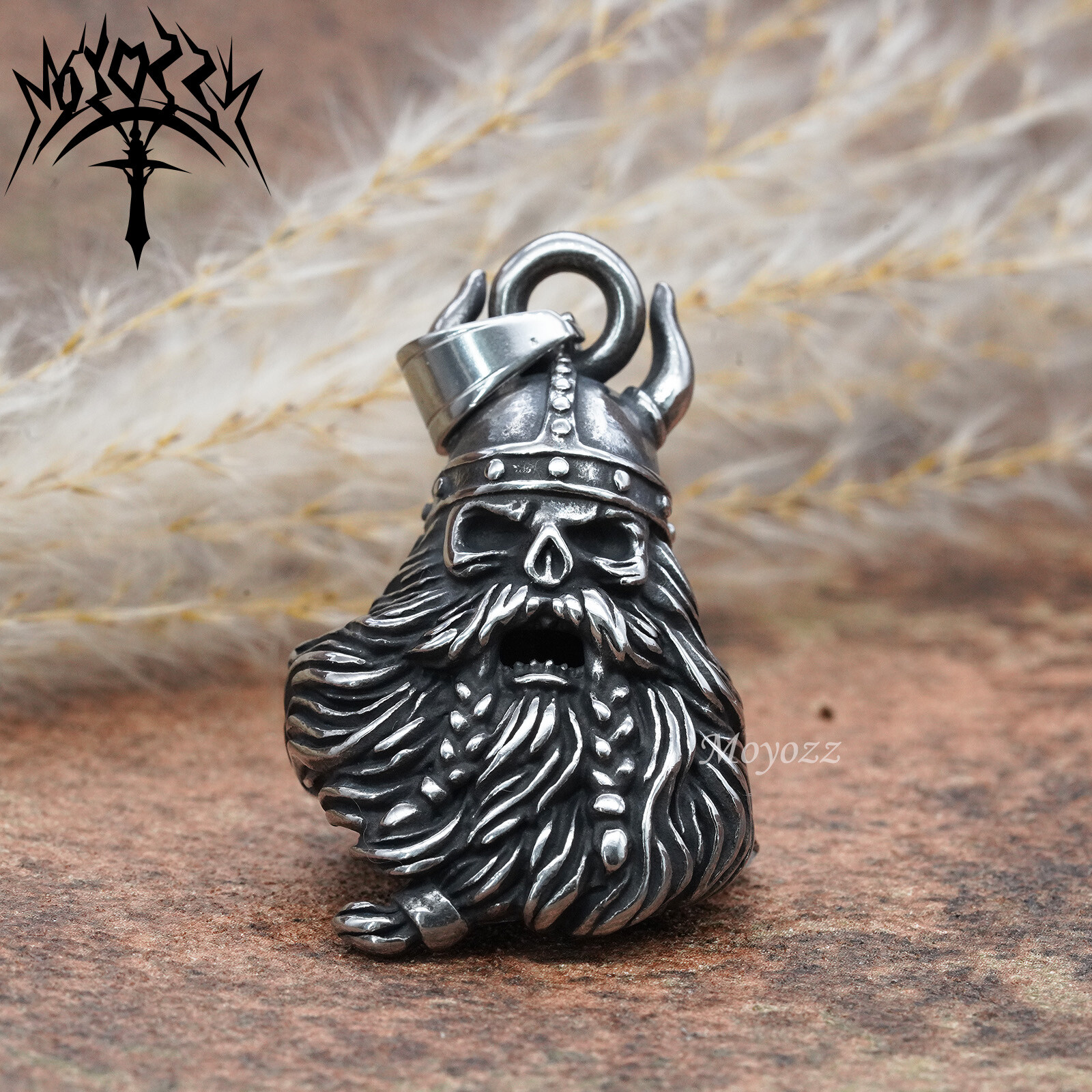 Viking Skull Head 3D Motorcycle Bell with Hanger for Biker & FREE Bell Hanger