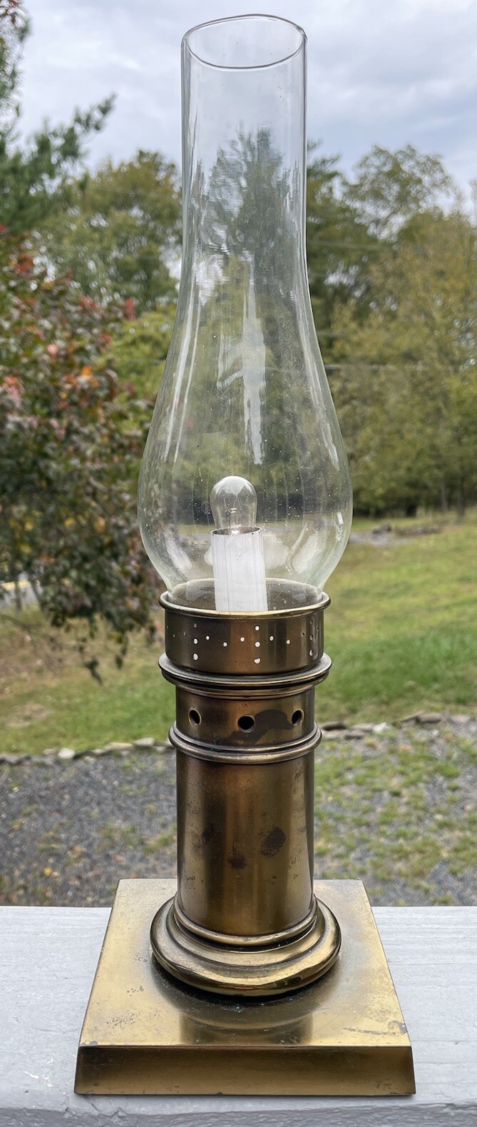Vintage Brass Lamp Lantern Nautical Lighting Mid-Century Deco Design
