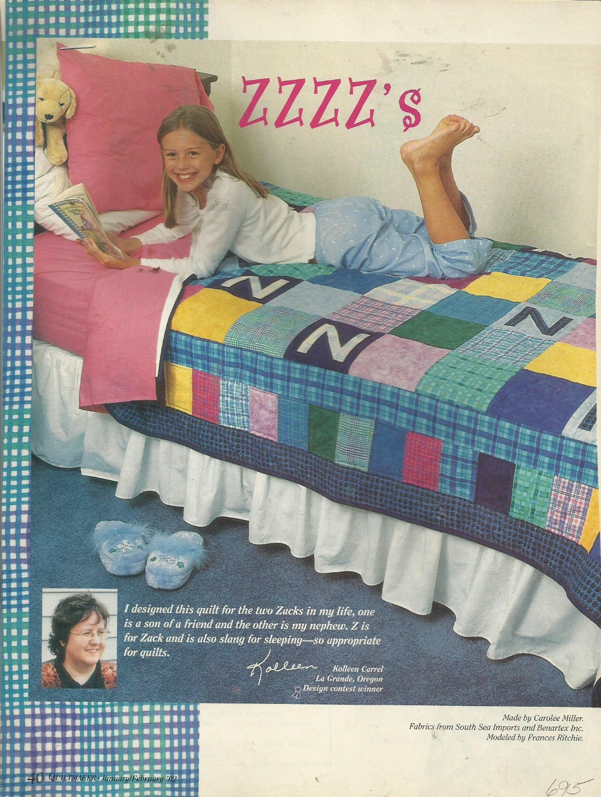 C0551  ZZZZ'S QUILT  PATTERN/INSTRUCTIONS