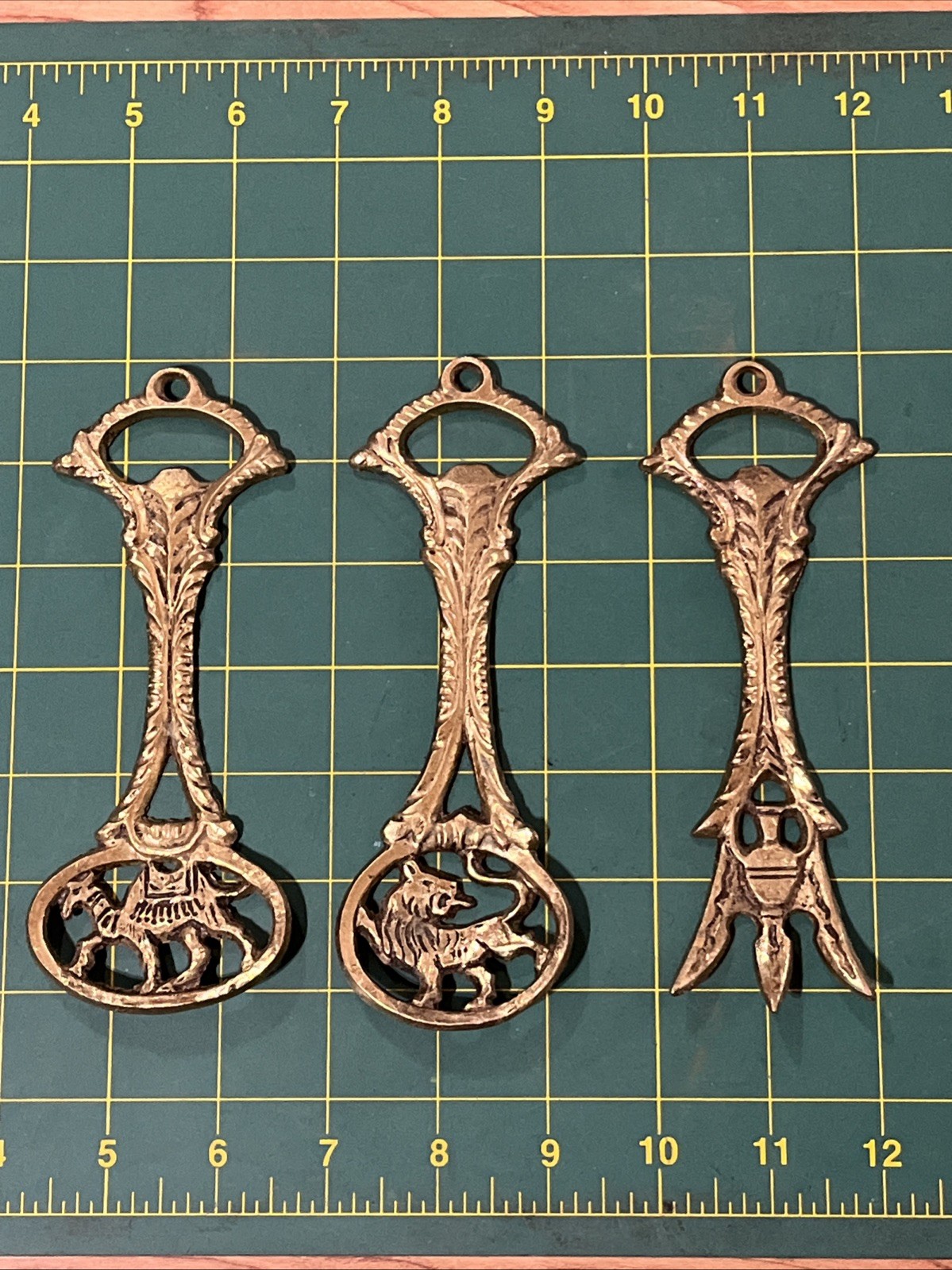 Brass Bottle Openers Set Of 3- Camel Lion Claws- Made In Israel  6”