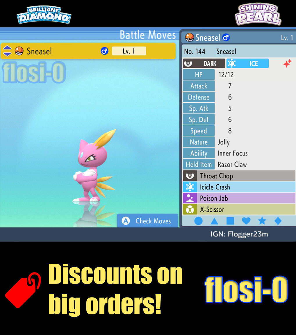6IV Shiny Sneasel Pokemon Brilliant Diamond and Shining Pearl