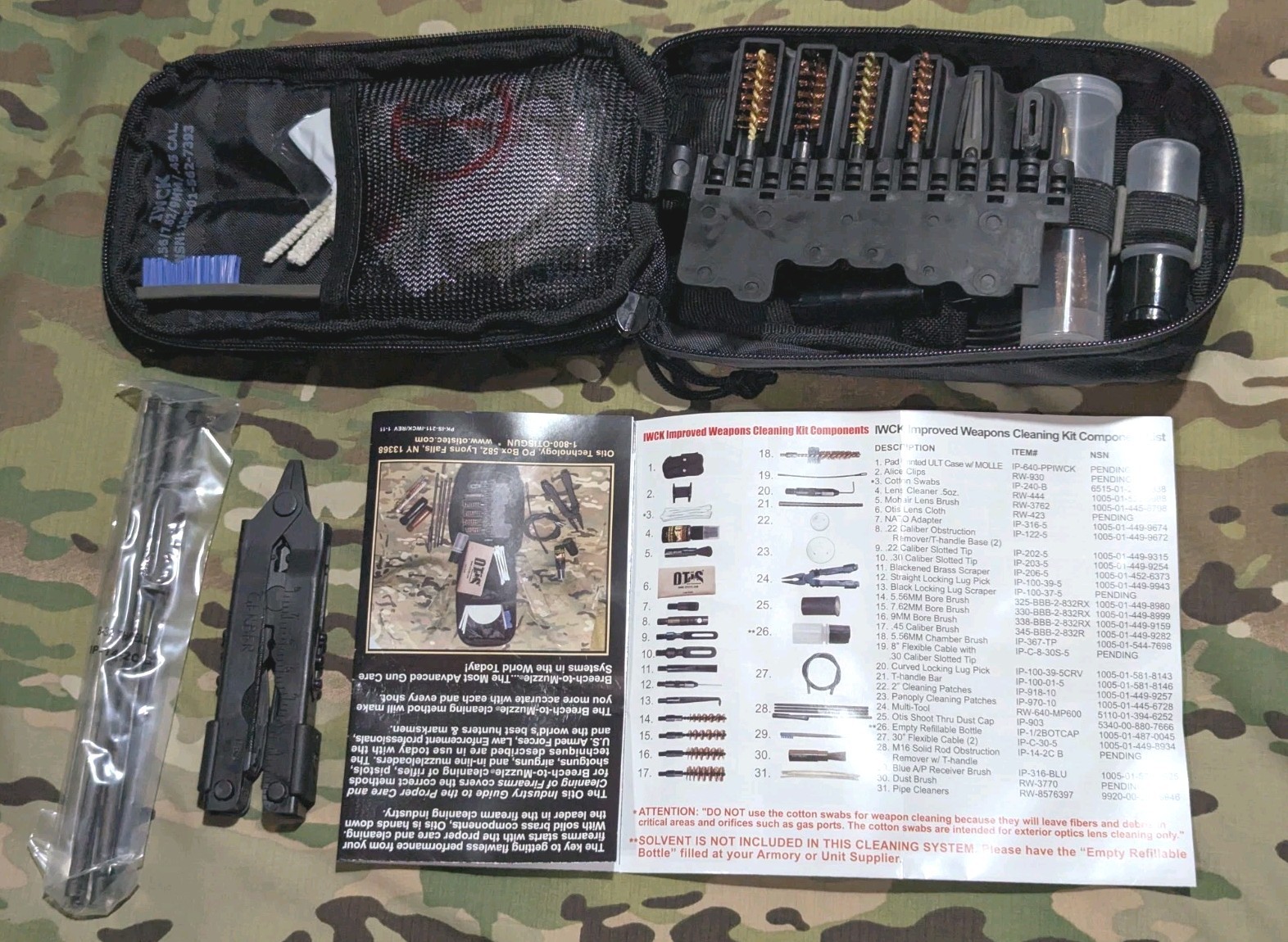 OTIS IMPROVED WEAPONS CLEANING KIT & GERBER MULTI TOOL 5.56, 7.62, 9mm, .45cal