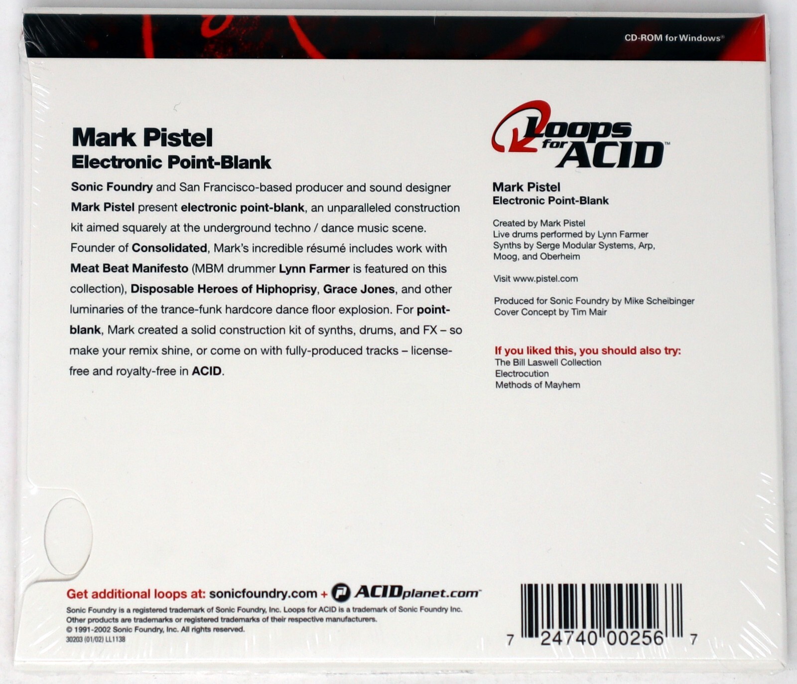 Sonic Foundry Mark Pistel Electronic Point Blank Loops For Acid Sampling CD