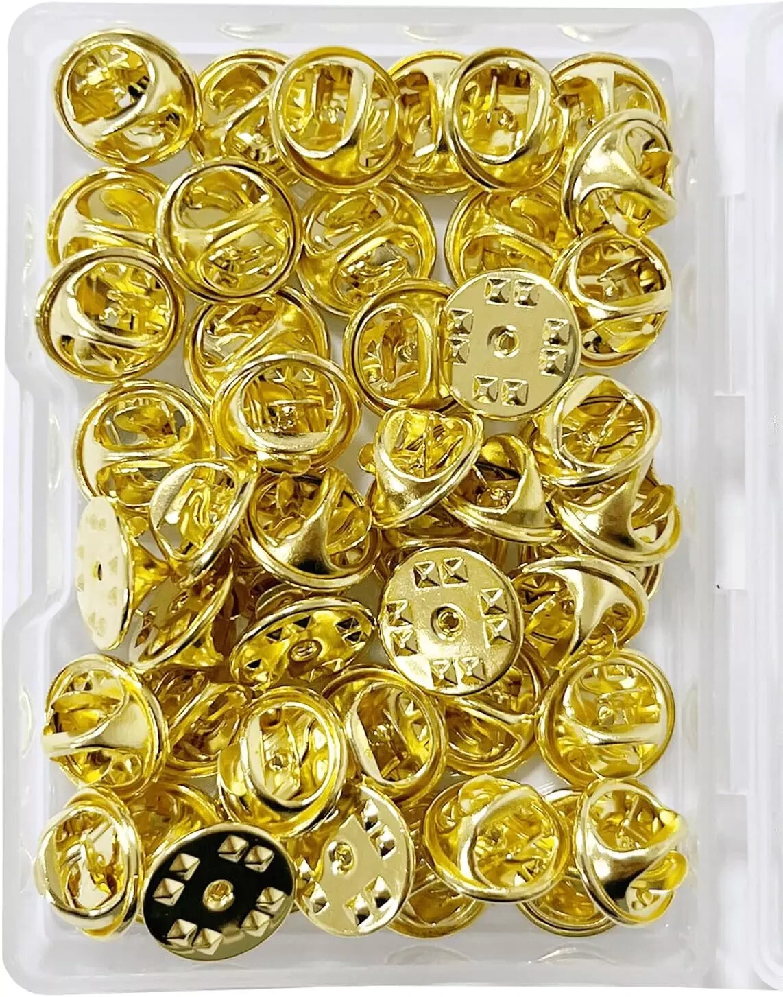 Brass Clutch Badge Insignia Clutches Pin Backs Replacement (Gold, 50 Pieces)