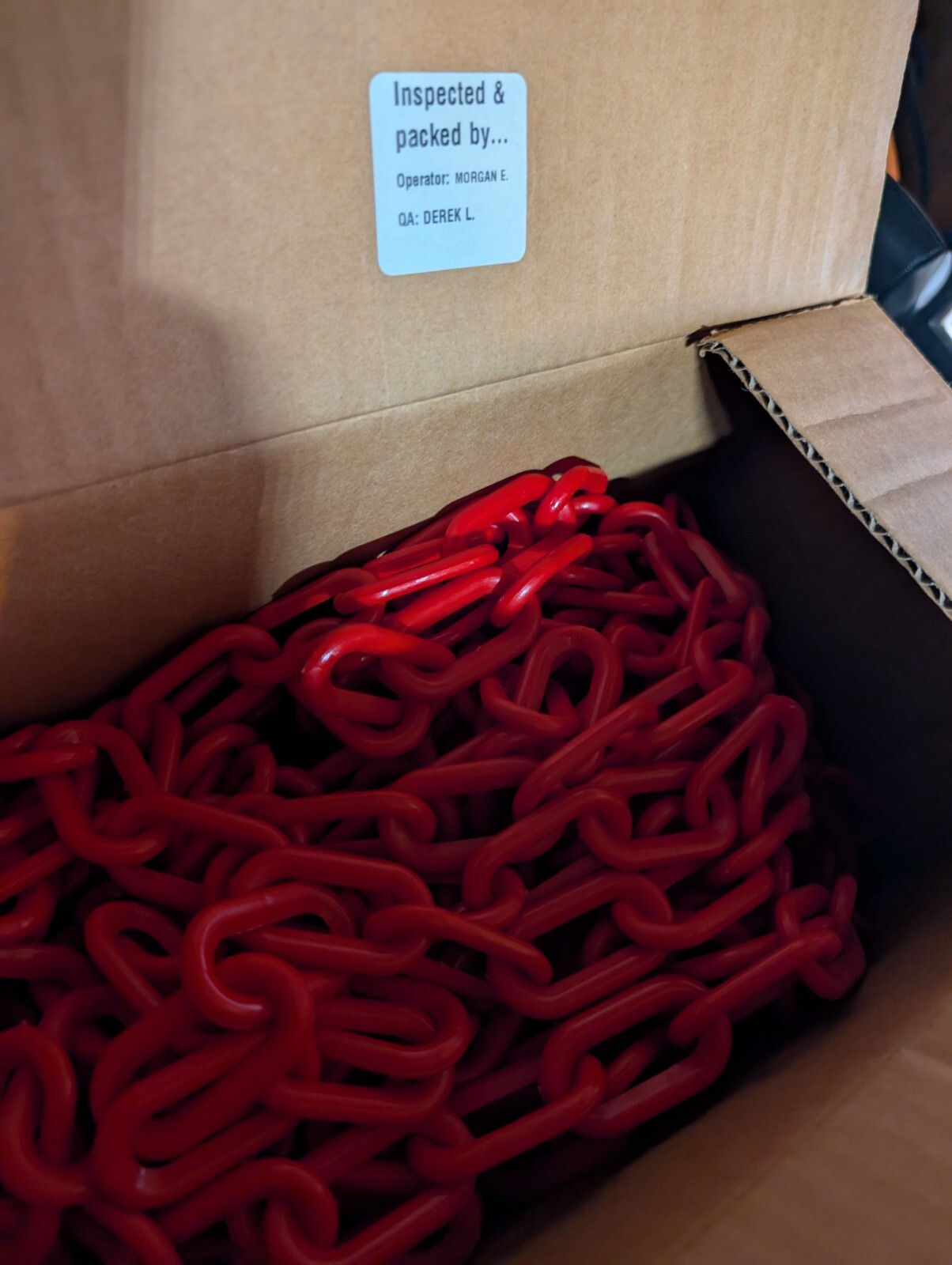 ULine Plastic Barrier Chain 100 ft RED H-3364R