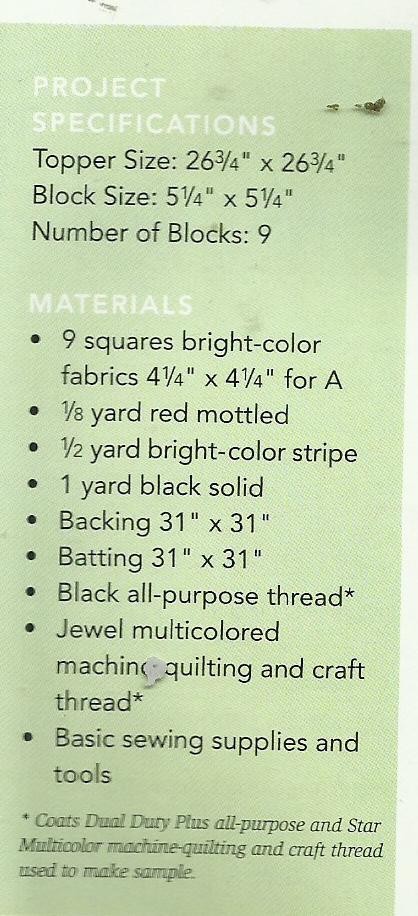 D0012 BLACK MAGIC TABLE TOPPER QUILT PATTERN/INSTRUCTIONS