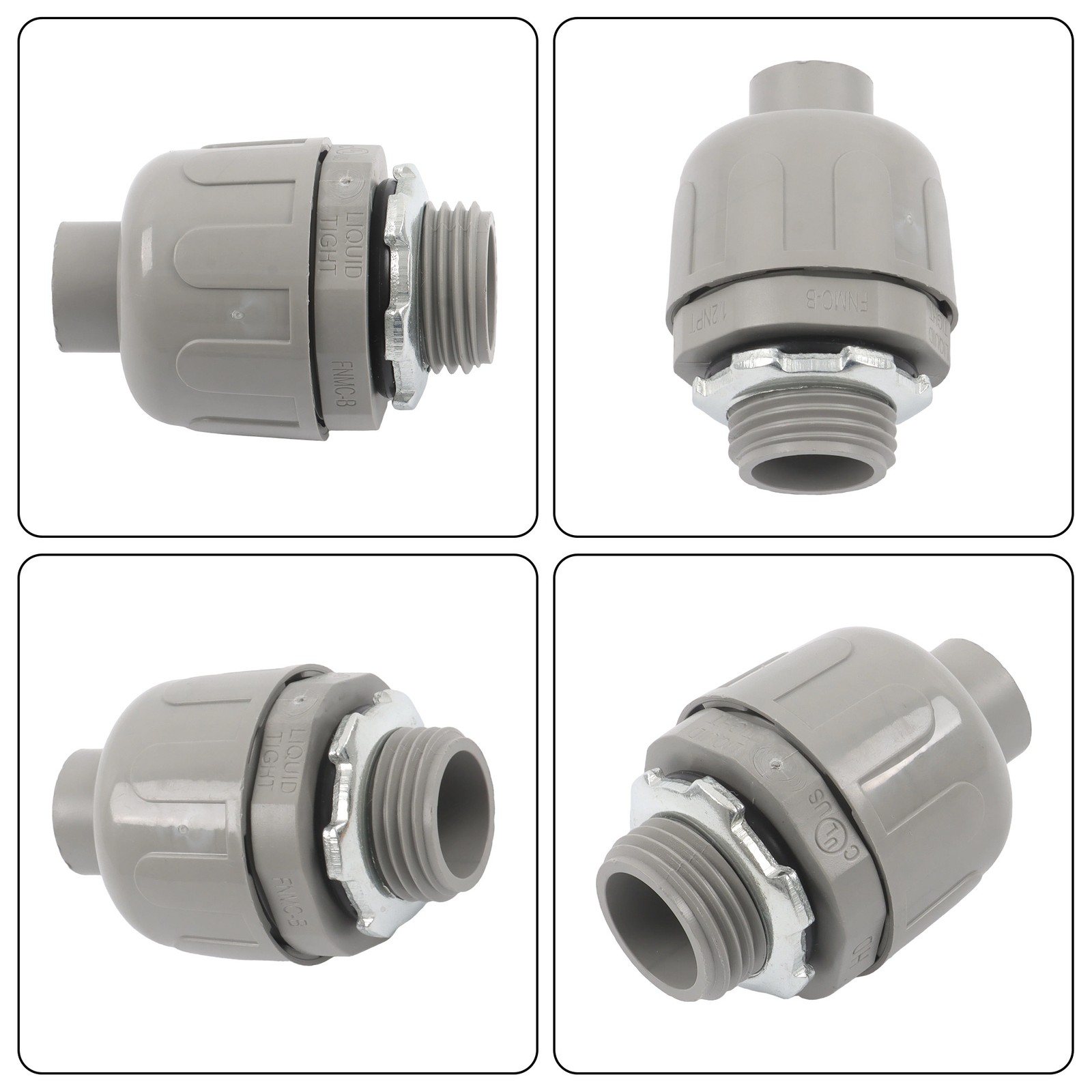 60Pcs 1/2" Liquid Tight Straight Fitting PVC Electrical Conduit Connector Kit