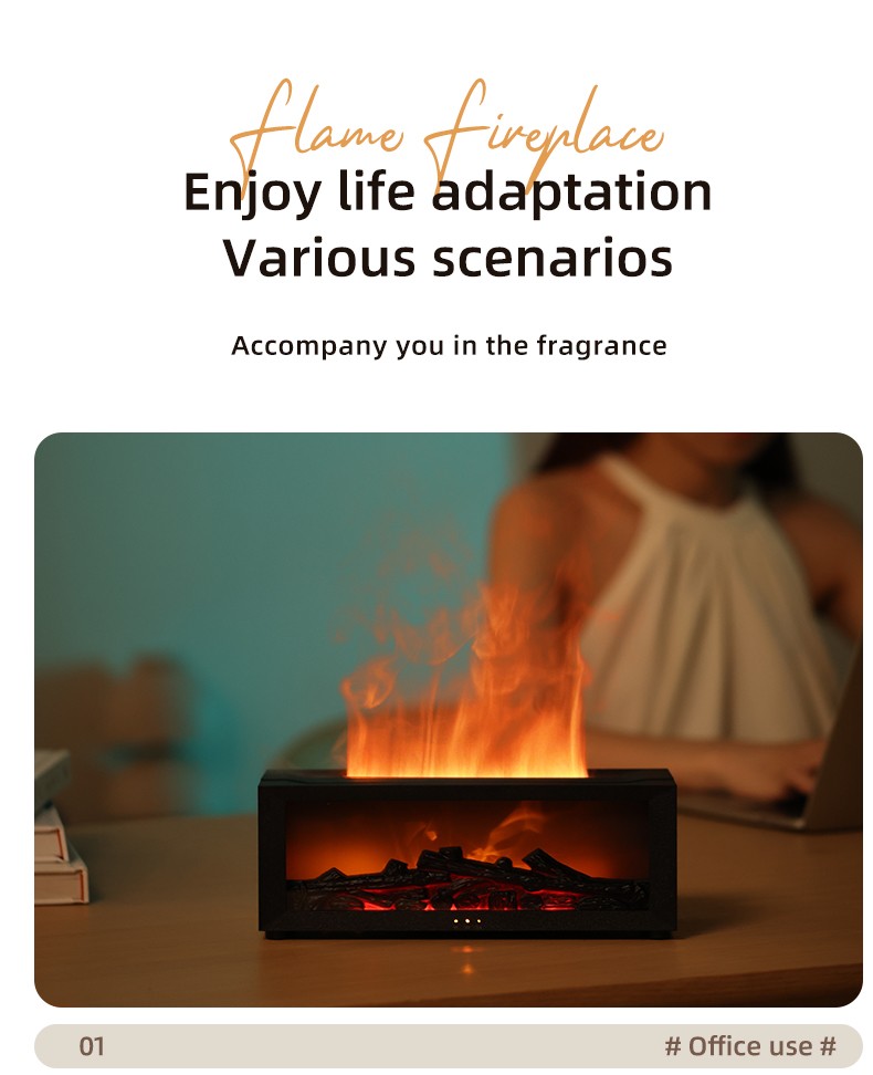 Fireplace Flame Humidifier 7 Colors Aromatherapy Essential Oil Diffuser Remote
