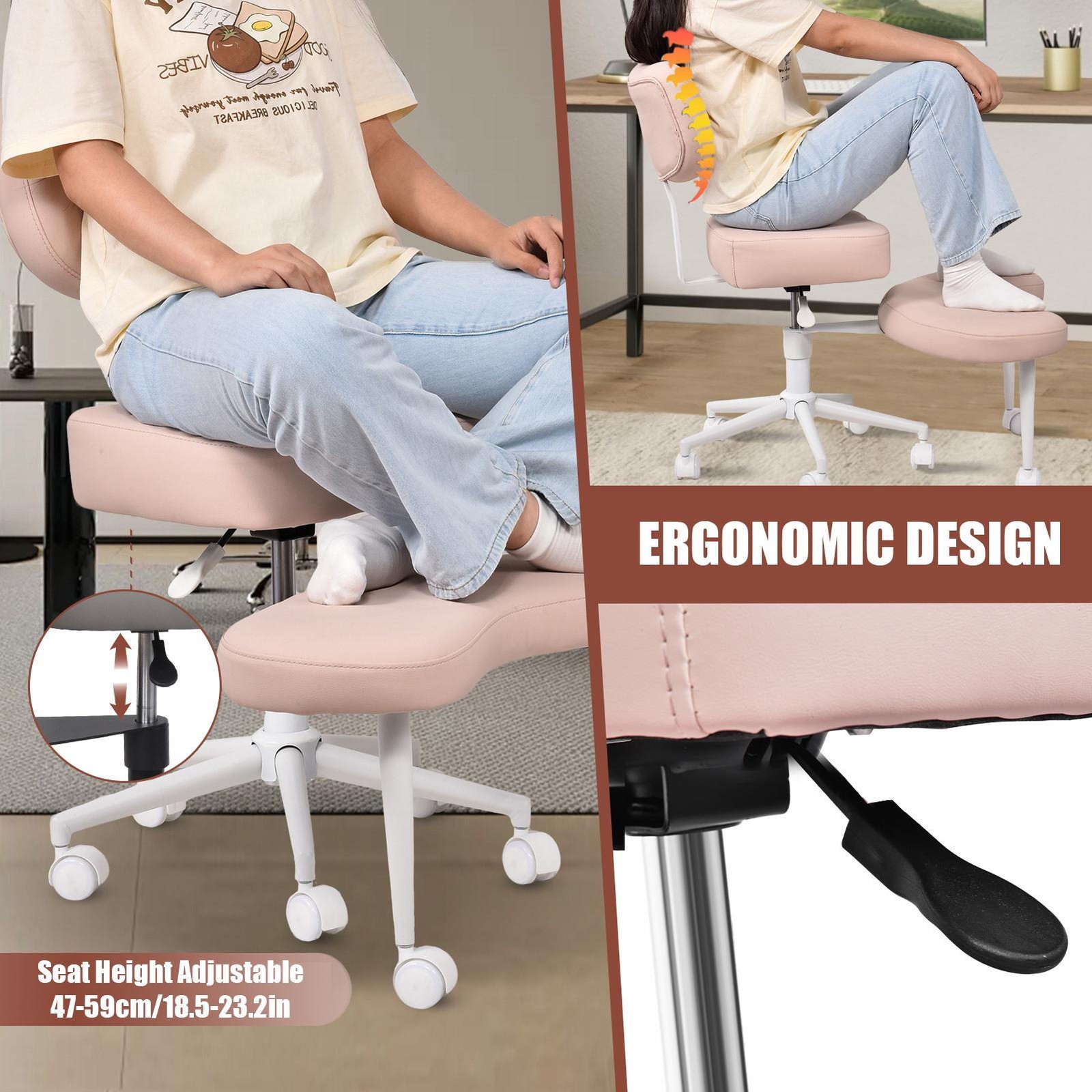 Criss Cross Desk Chair ADHD Meditation Kneeling Yoga Seat Pink