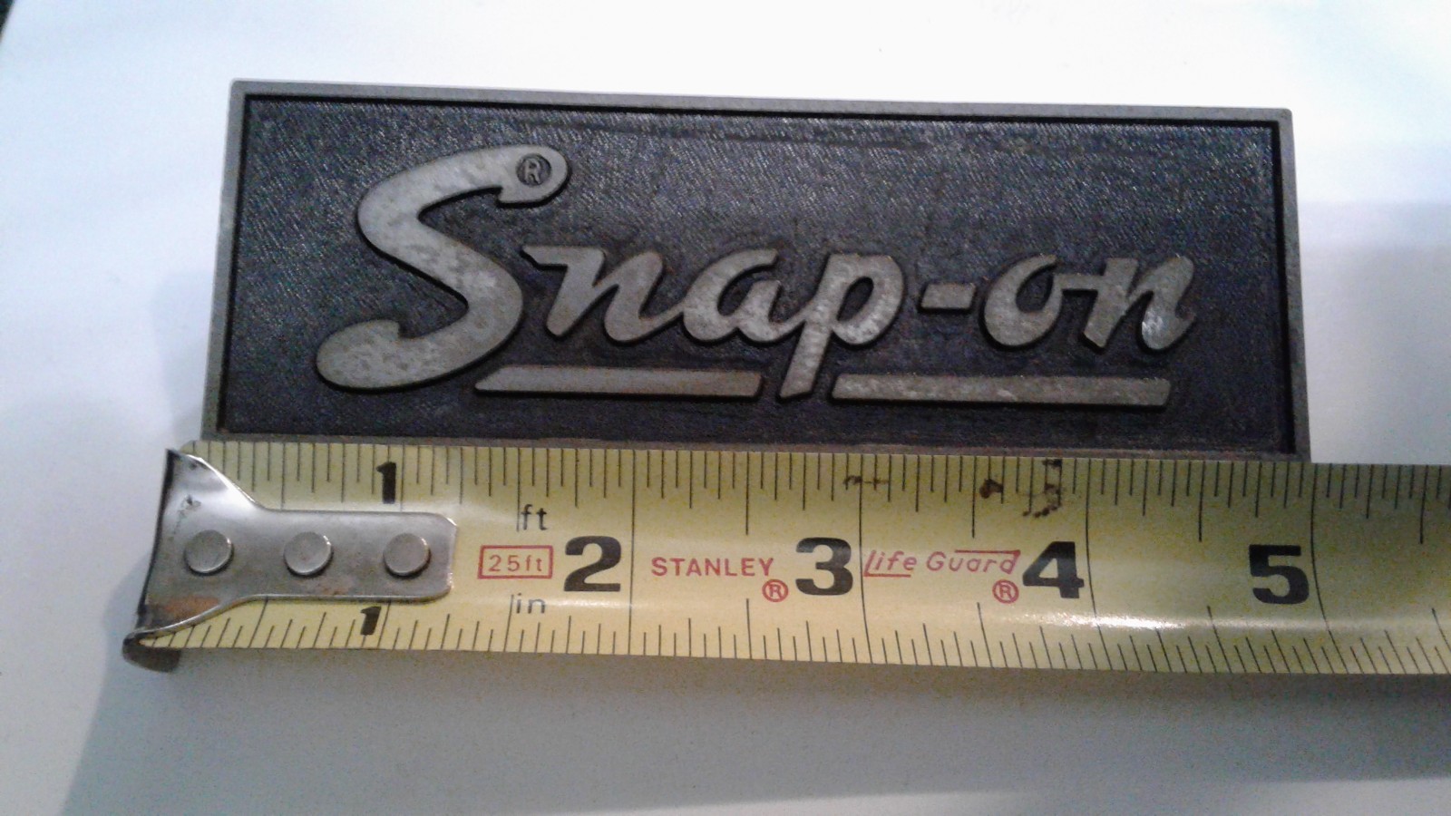 Vintage Snap-On Tool Box Metal Plate Emblem Logo Badge 2 Stud 2 Fasteners