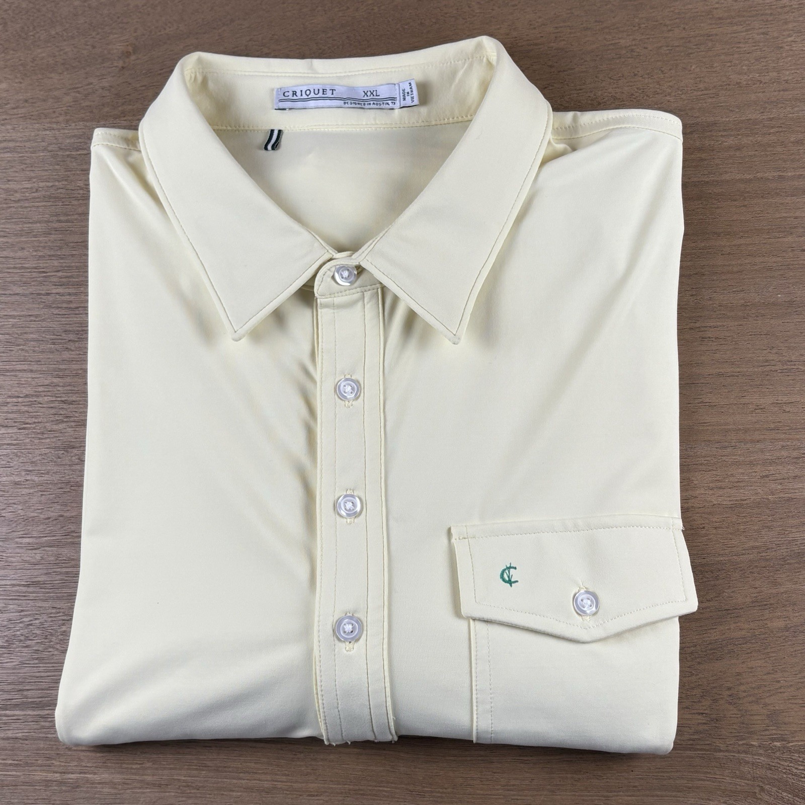 Criquet Performance Top Shelf Players Polo Shirt Men's XXL Solid Yellow