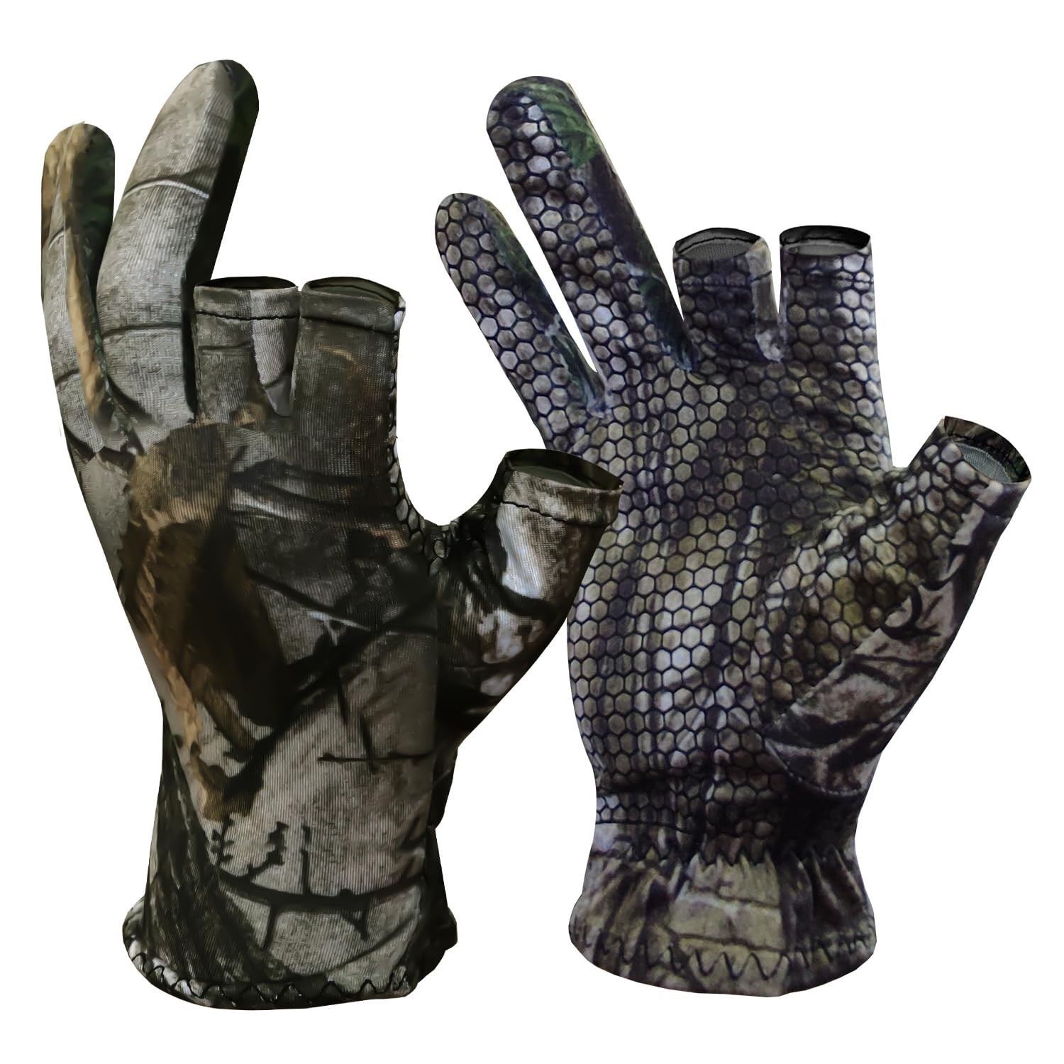 Camo Fingerless Turkey Hunting Glove - Lightweight Anti-Slip Fishing Glove - ...