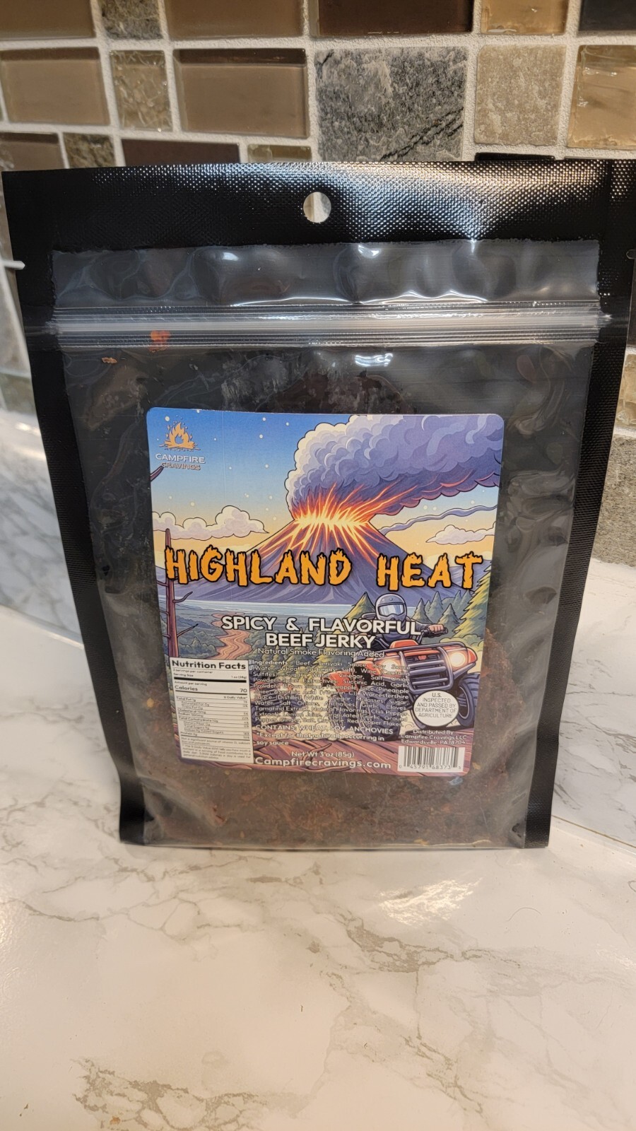 Campfire Cravings Heat – Spicy Handcrafted Beef Jerky, Small Batch, 3 oz Bag