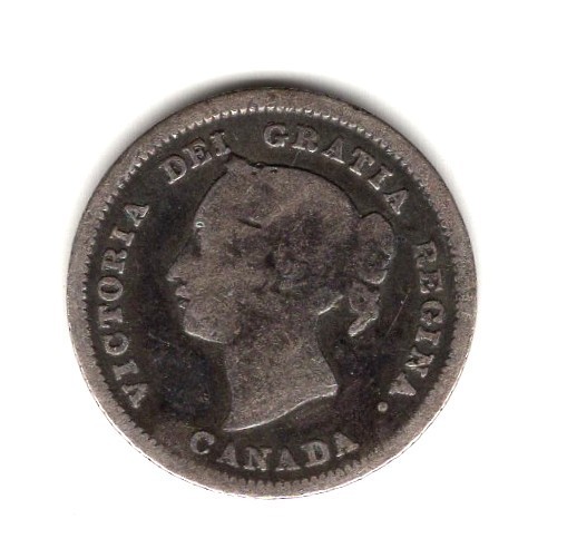 1880 H CANADA SILVER 5 CENTS