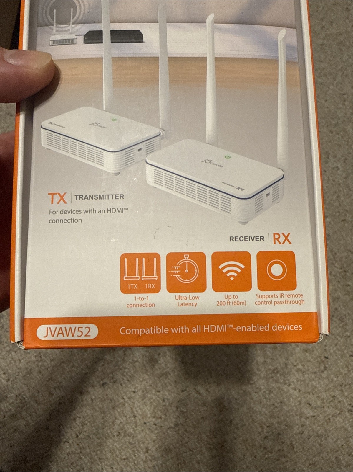 J5 Create JVAW52 Wireless Display HDMI Extender (Factory Sealed)