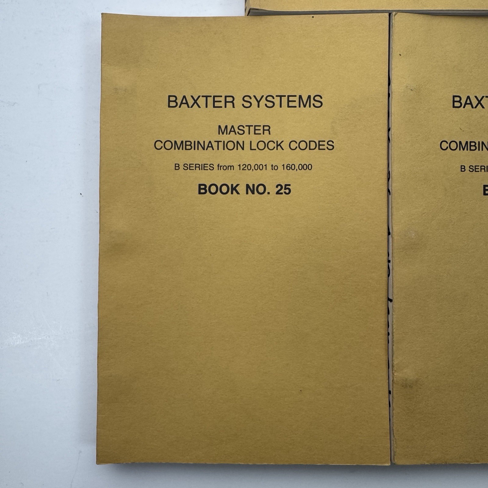 Lot 3 Baxter Systems Master Combination Lock Codes B Series 6 1/2B N0 25 + NO 26