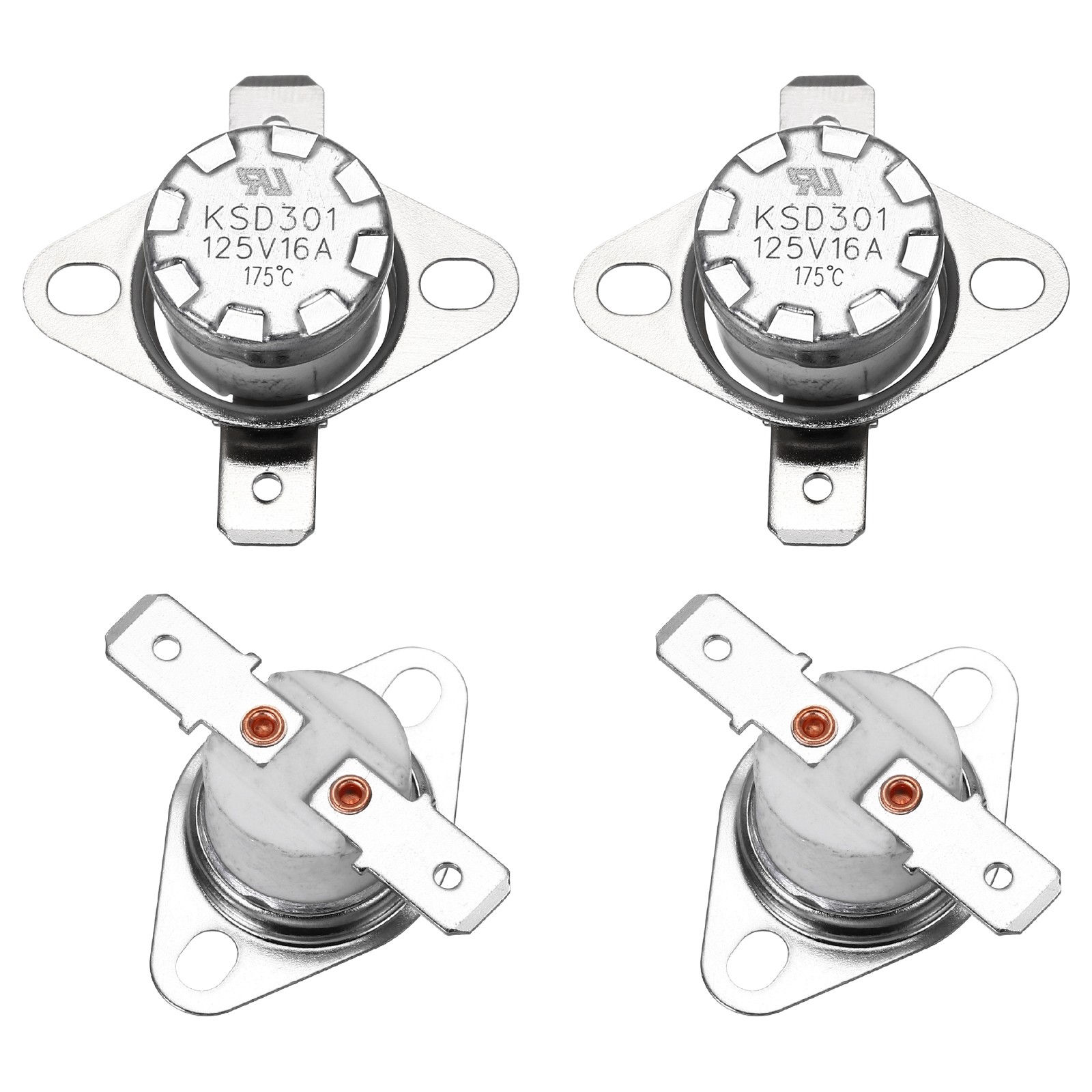 4Pcs KSD301 Thermostat 175°C/347°F N.C Snap Disc Temperature Switch Ceramic