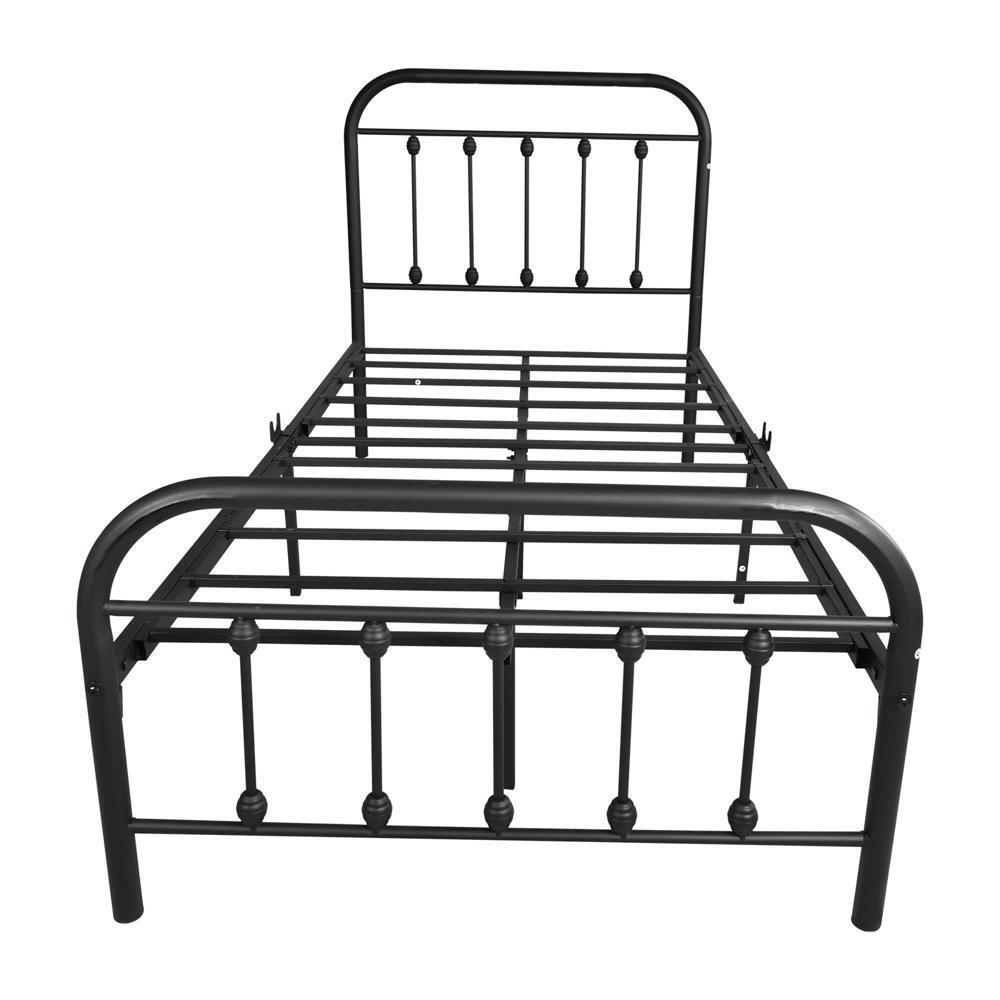 Sturdy Twin Size Bed Frame No Box Spring Needed and Noise Free Black