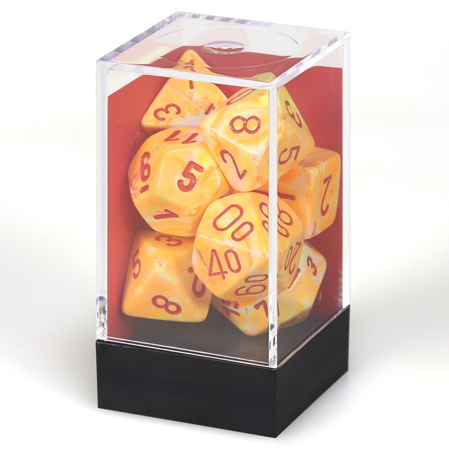 Chessex Festive Sunburst/Red Polyhedral Dice Set (D20/12/10/%/8/6/4) CHX27453