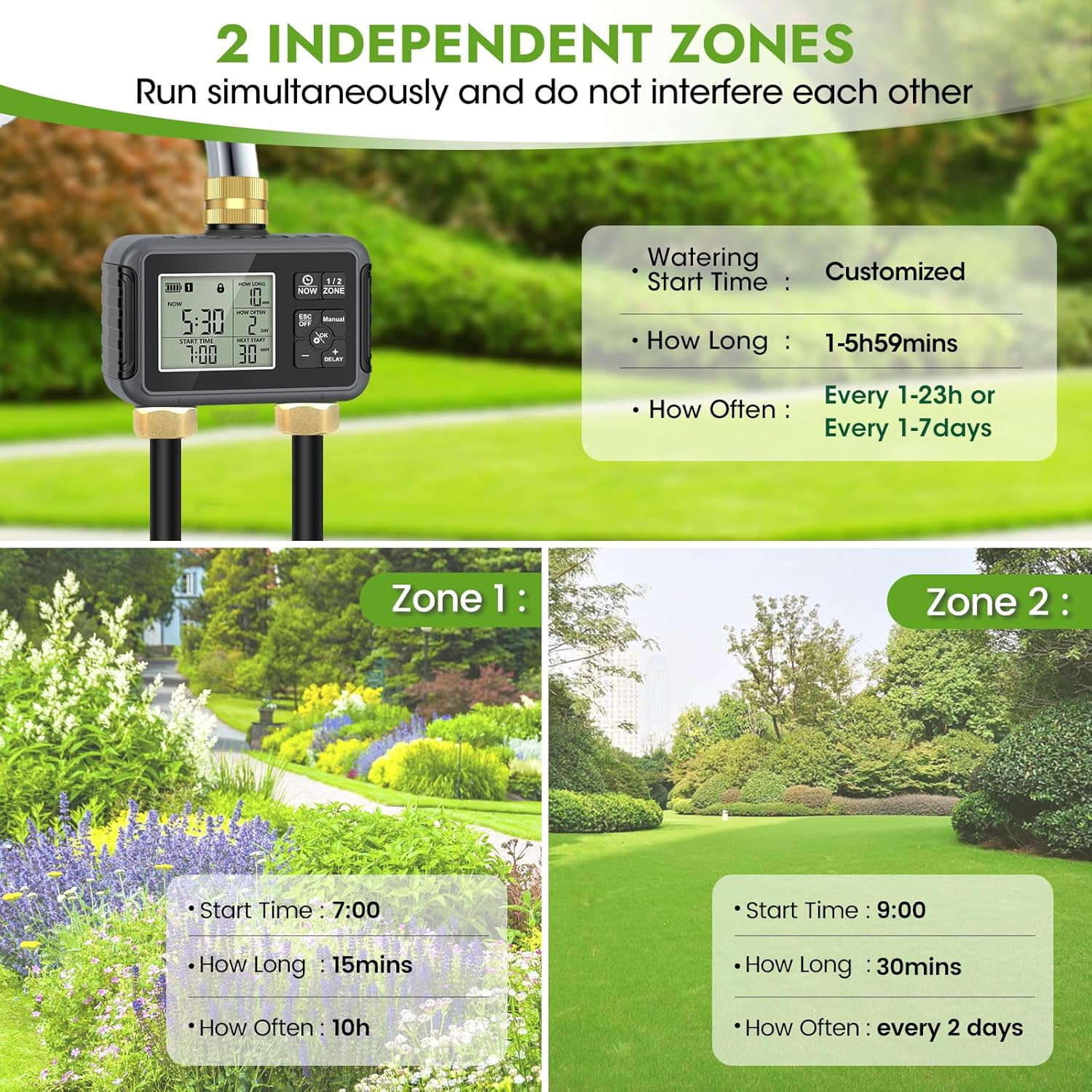 120FT Drip Irrigation System with Smart Water Timer – Automatic Garden Watering