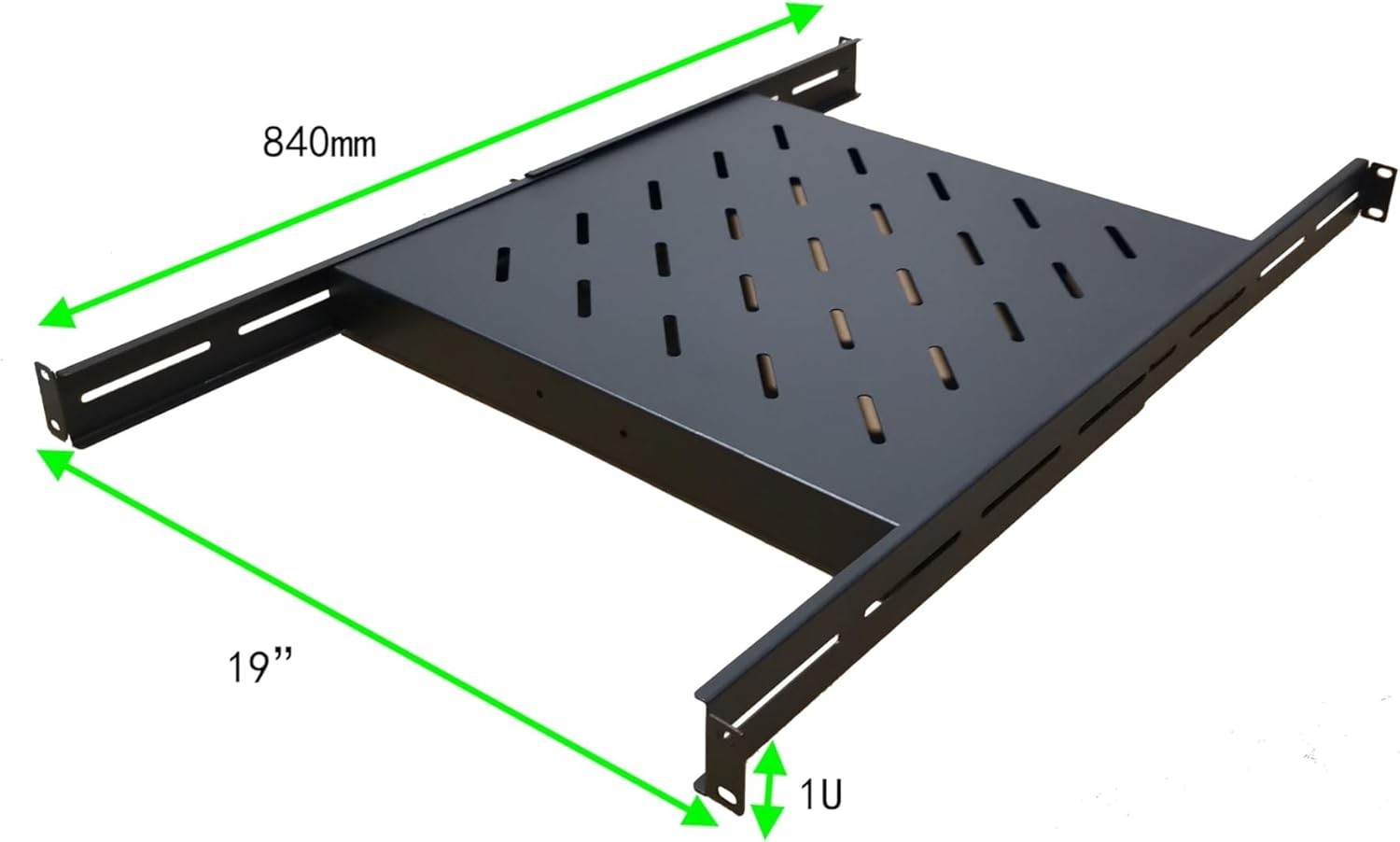 1U 19" Fixed Server Shelf – 4 Post Rack Mount Tray Depth Extends 17" to 33 Heavy