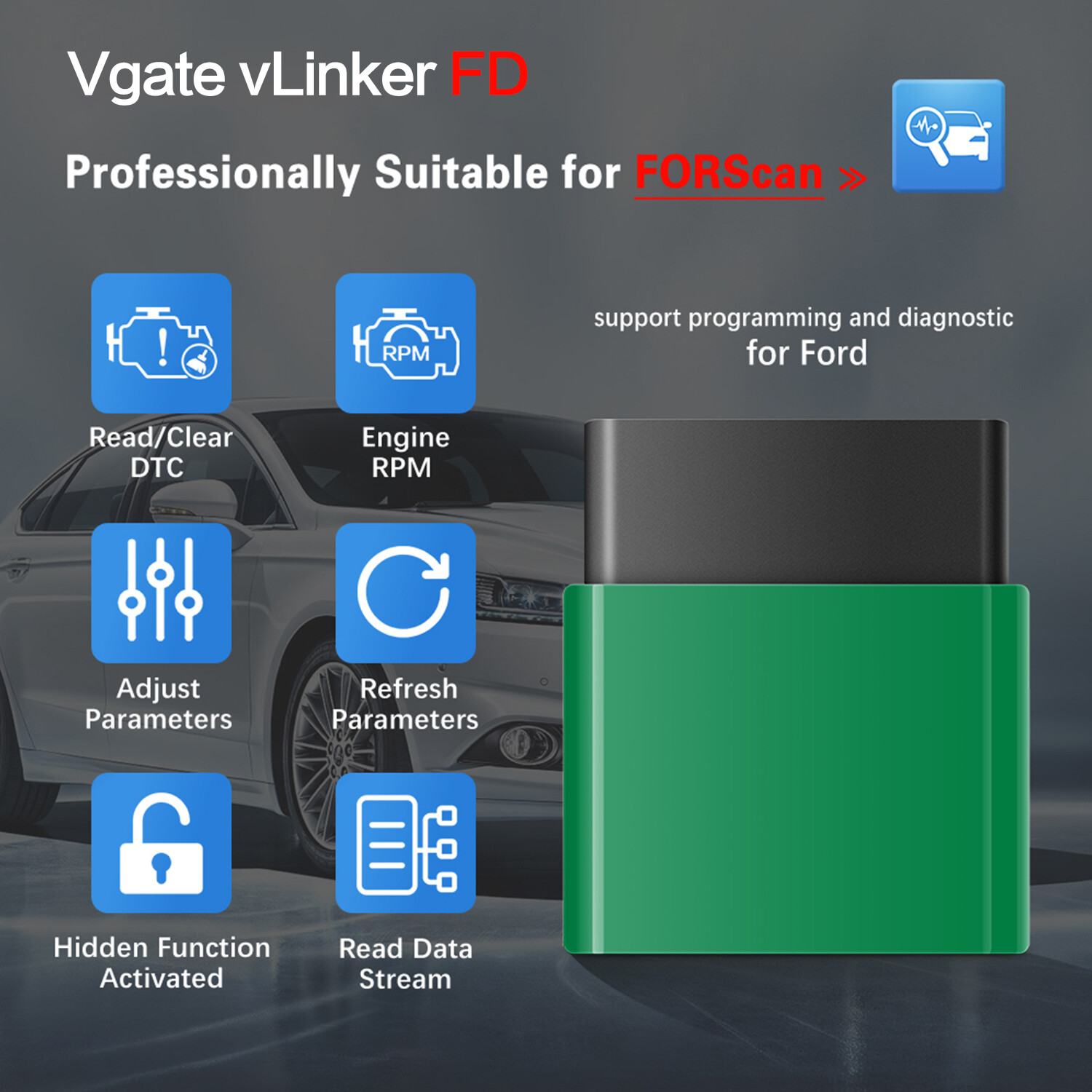 Vgate OBD2 Bluetooth Scanner vLinker FD Diagnostic FOR-Scan Adapter for Android