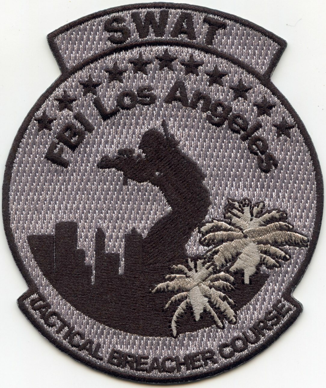 FBI LOS ANGELES CALIFORNIA TACTICAL BREACHER subdued gray SWAT POLICE PATCH