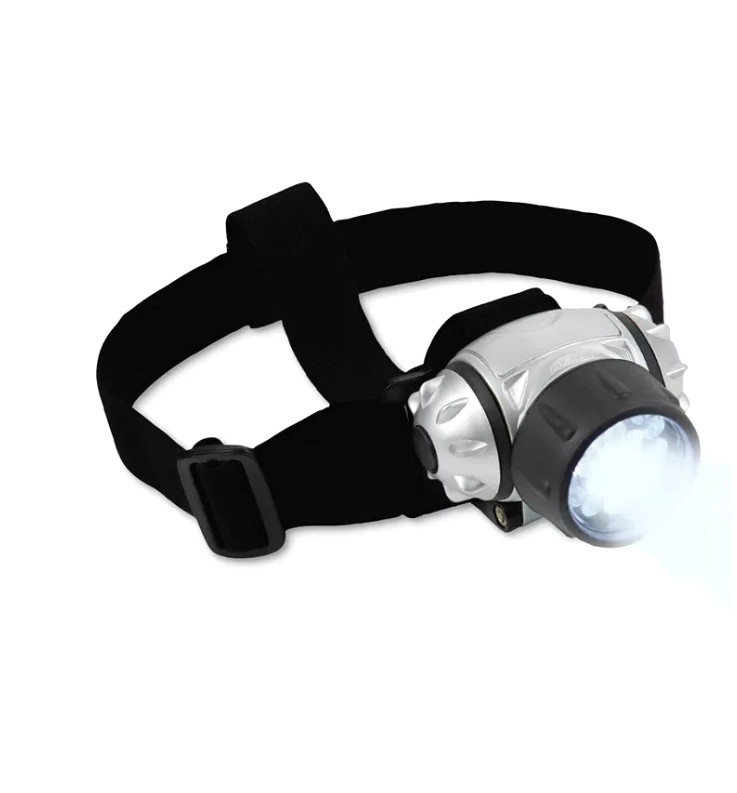 Adventure 21 LED Head Lamp Light - Black/Silver-Tone Adjustable Headband