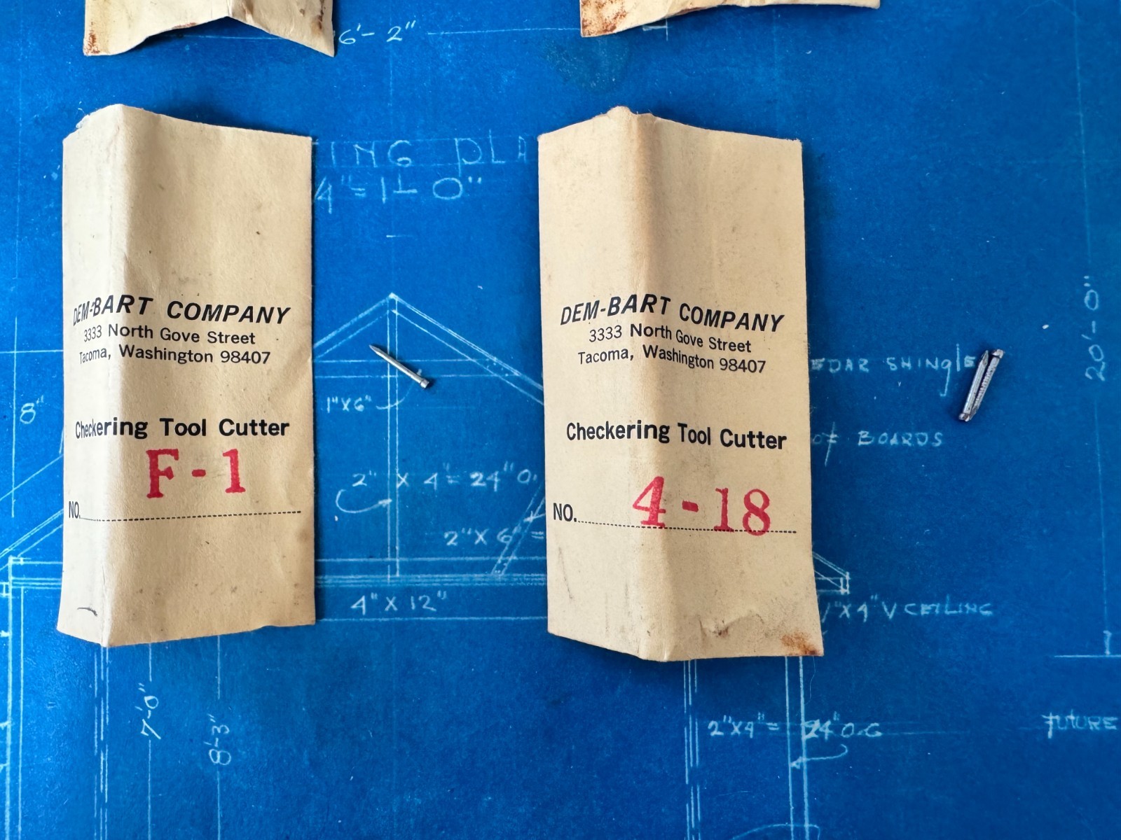 2 VINTAGE DEM-BART CO CHECKERING TOOL ORIGINAL BOX GUN EXTRA