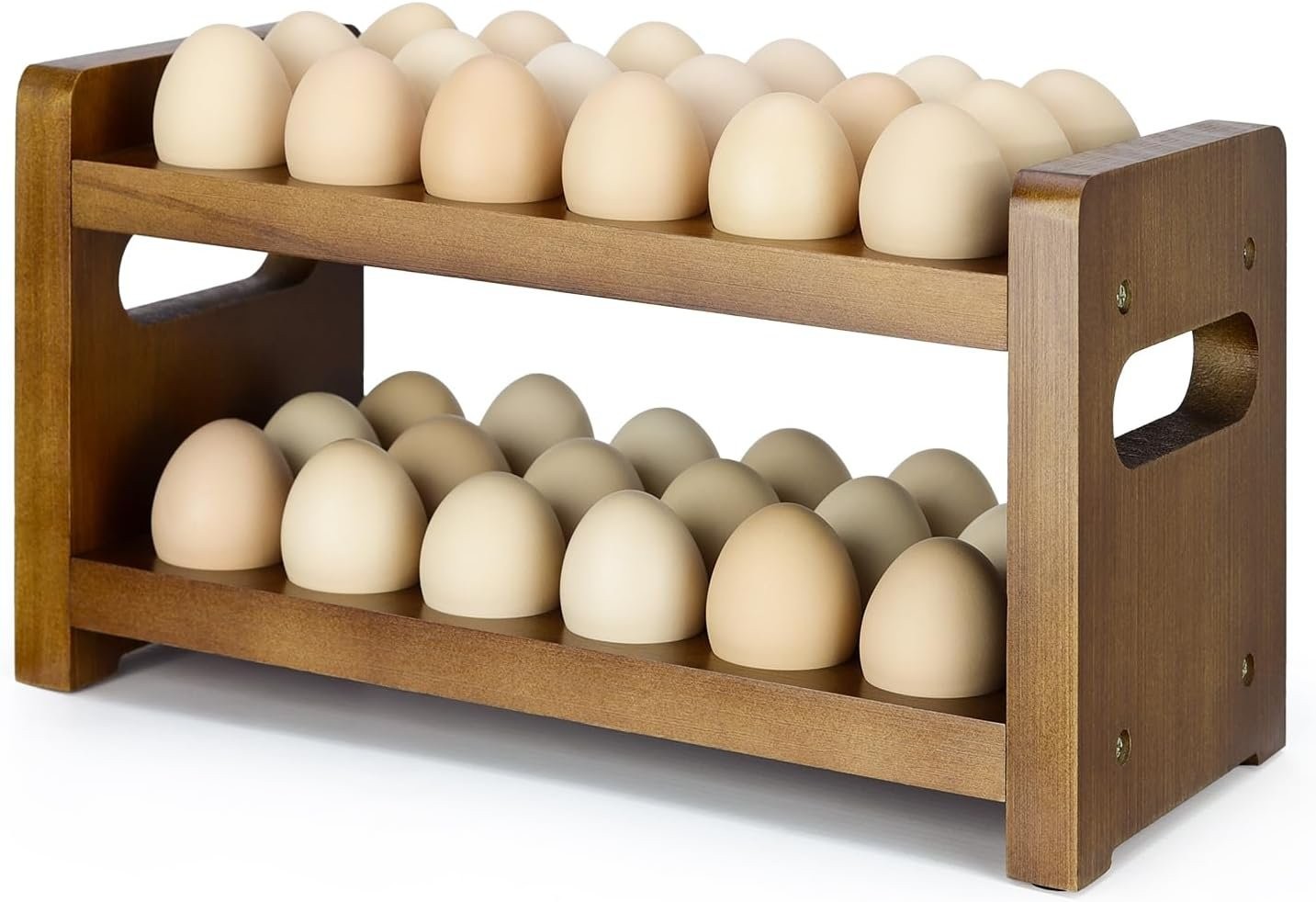 Egg Holder Countertop, 2-Tier Wooden Egg Holder for 36 Eggs, Wooden Countertop w